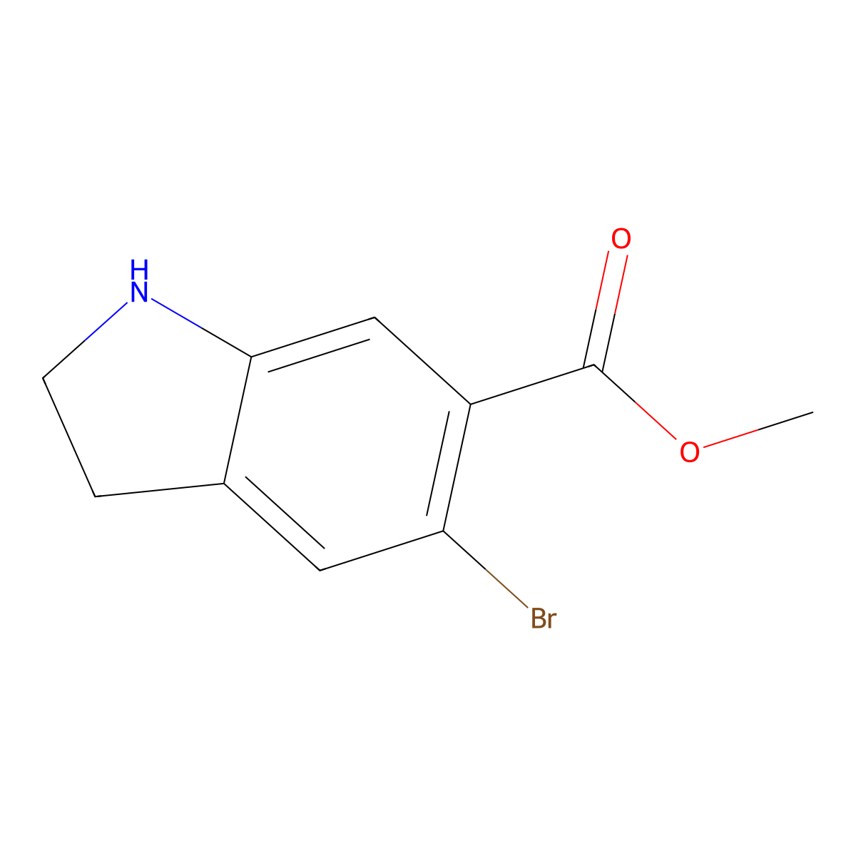 Methyl 5-bromo-2,3-dihydro-1H-indole-6-carboxylate molecular structure, CAS 1788041-64-4