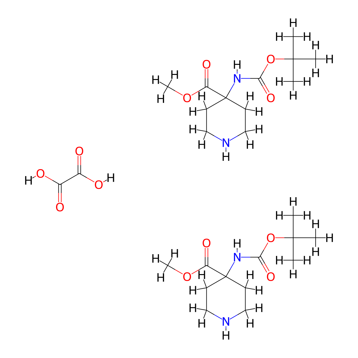 Methyl 4-((tert-butoxycarbonyl)amino)piperidine-4-carboxylate oxalate(2:1) molecular structure, CAS 1788043-91-3