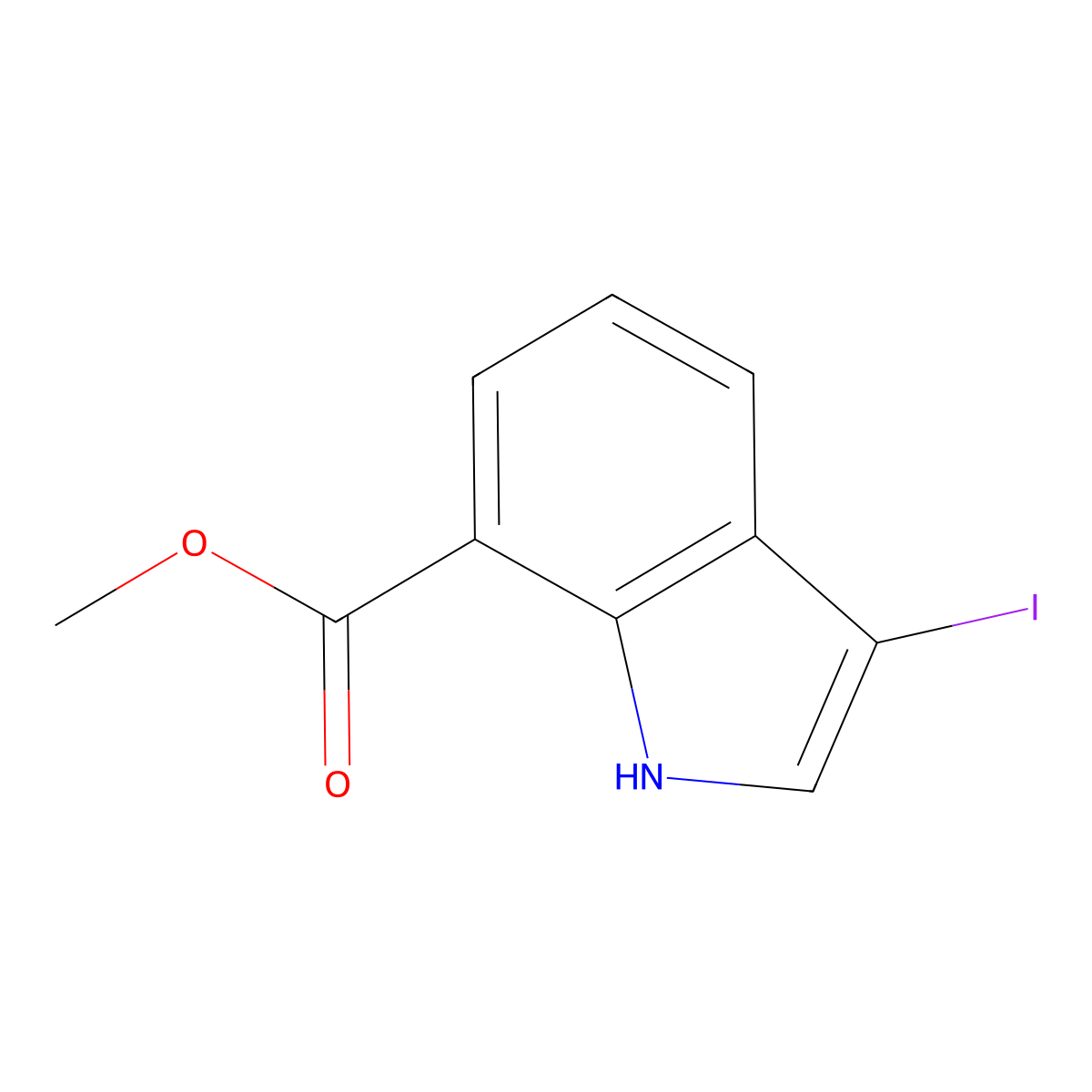 methyl 3-iodo-1H-indole-7-carboxylate molecular structure, CAS 1788043-93-5