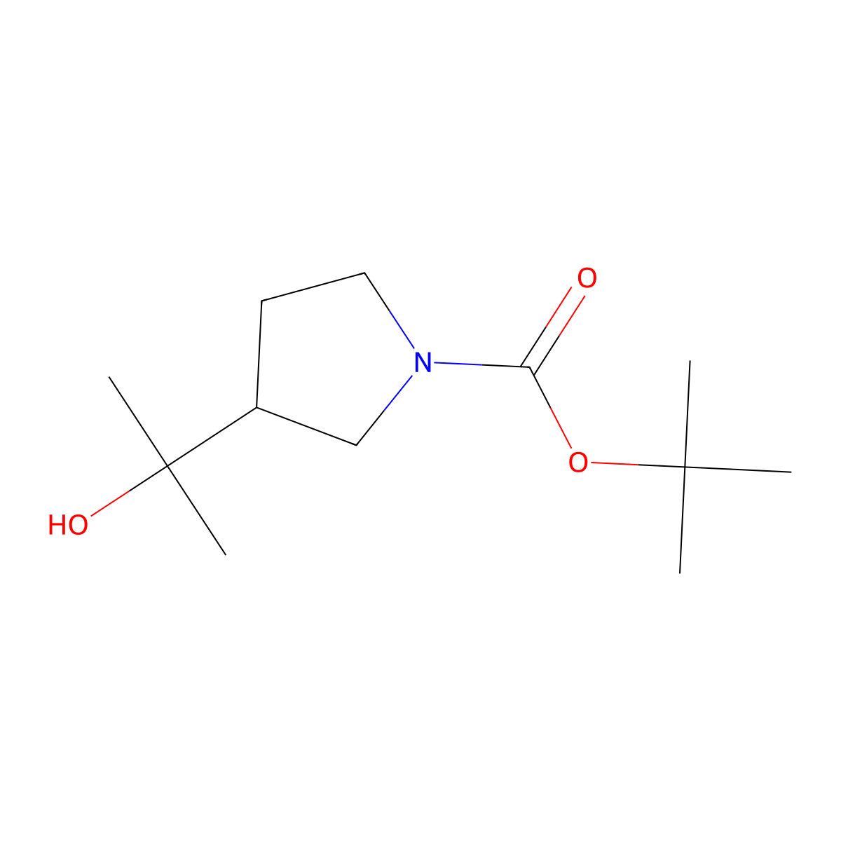 tert-Butyl (3R)-3-(2-hydroxypropan-2-yl)pyrrolidine-1-carboxylate molecular structure, CAS 1788044-09-6