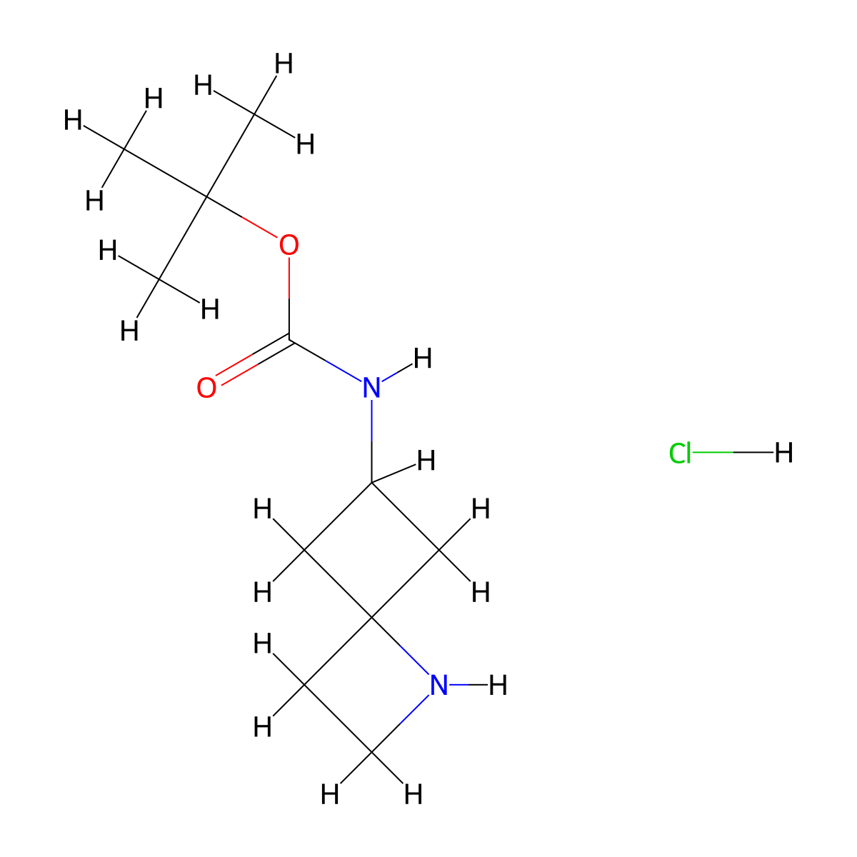 tert-Butyl 1-azaspiro[3.3]heptan-6-ylcarbamate hydrochloride molecular structure, CAS 1788044-12-1