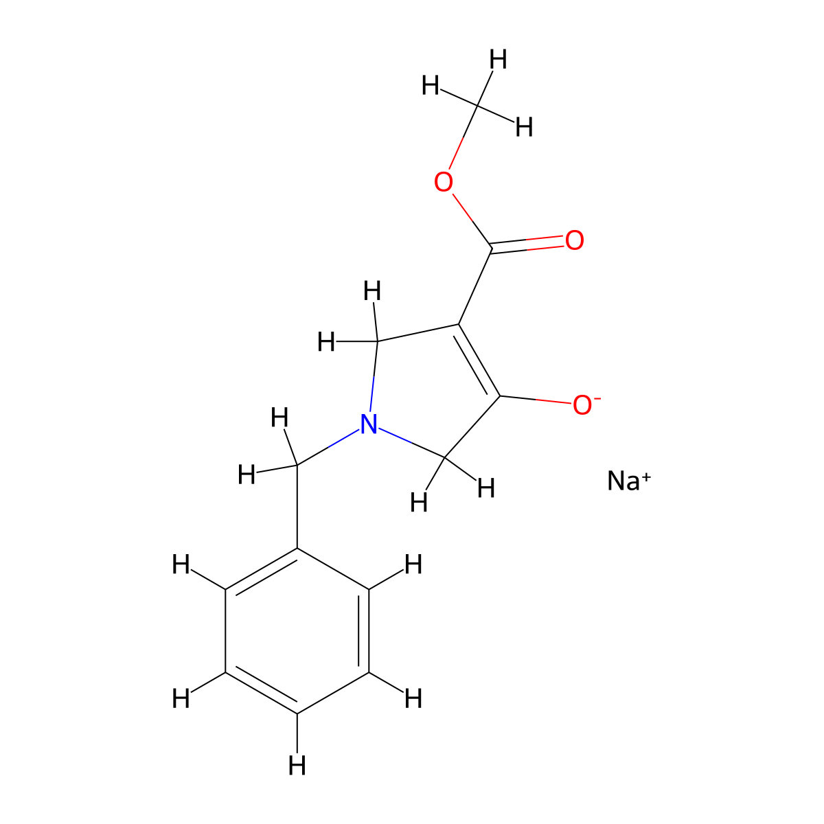 Sodium 1-benzyl-4-(methoxycarbonyl)-2,5-dihydro-1H-pyrrol-3-olate molecular structure, CAS 1788054-67-0