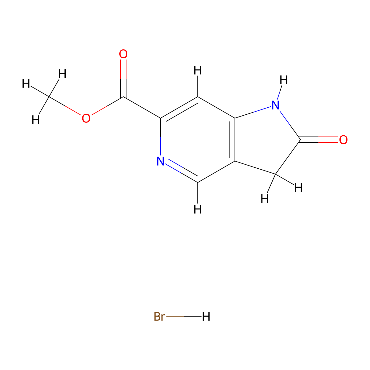 methyl 2-oxo-1H,2H,3H-pyrrolo[3,2-c]pyridine-6-carboxylate hydrobromide molecular structure, CAS 1788054-72-7