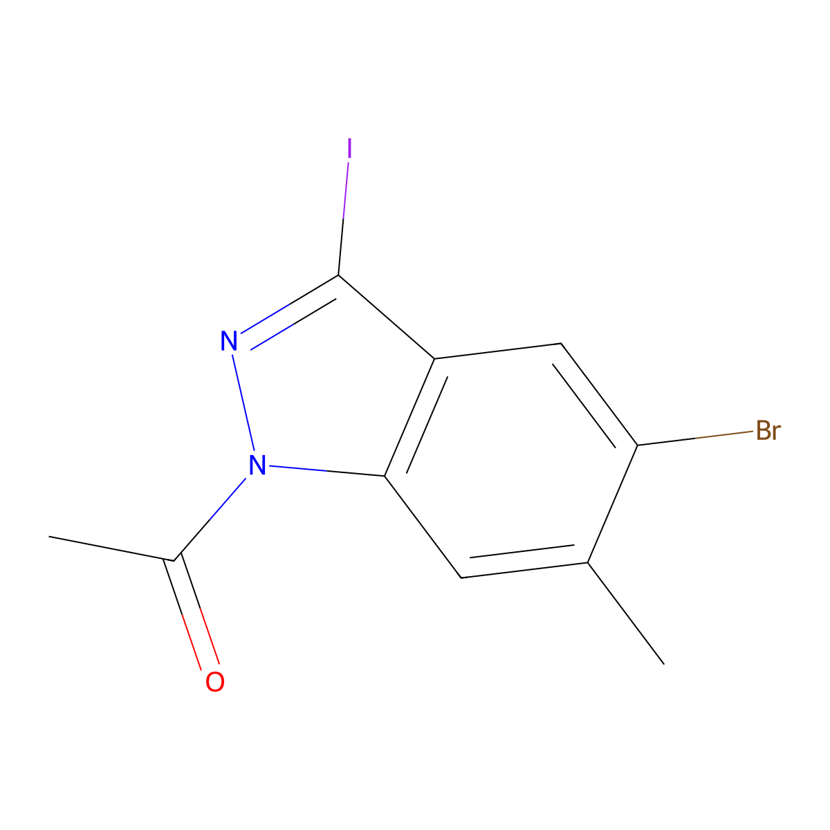1-(5-Bromo-3-iodo-6-methyl-1H-indazol-1-yl)ethanone molecular structure, CAS 1788054-76-1