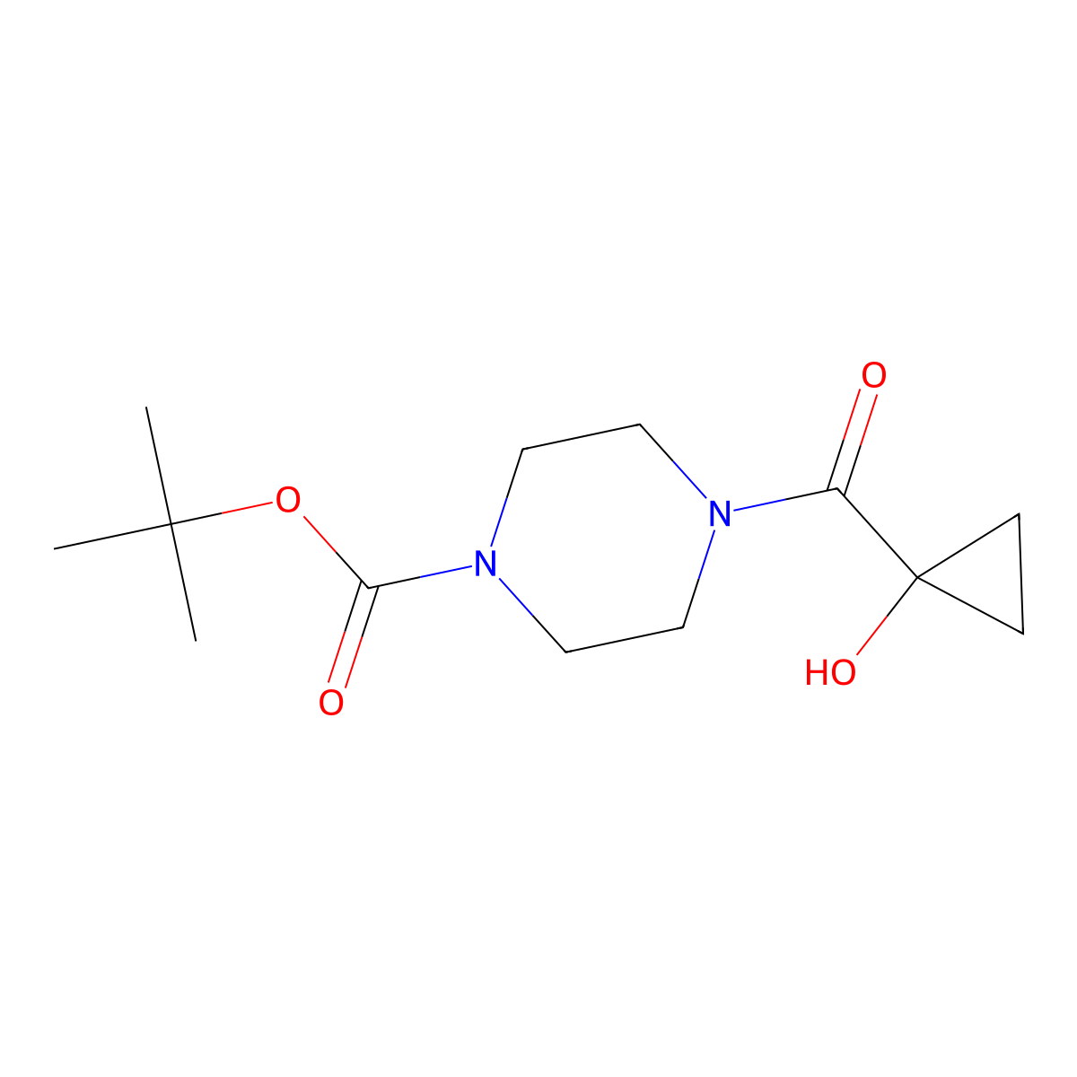 tert-Butyl 4-(1-hydroxycyclopropanecarbonyl)piperazine-1-carboxylate molecular structure, CAS 1788054-84-1