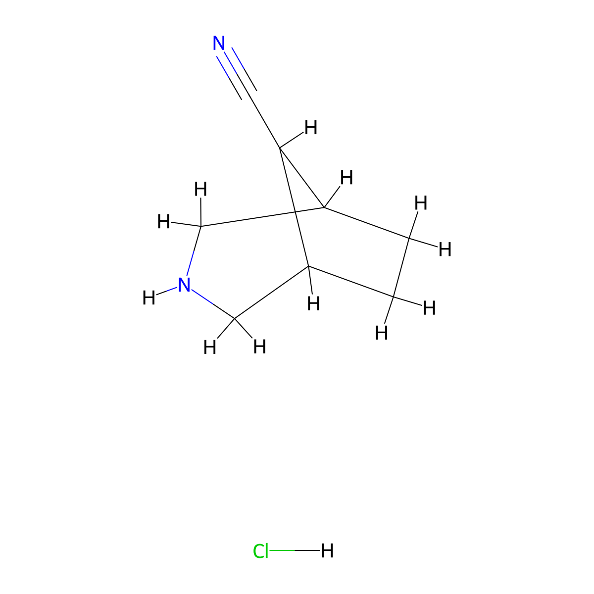 3-Azabicyclo[3.2.1]octane-8-carbonitrile hydrochloride molecular structure, CAS 1788054-86-3
