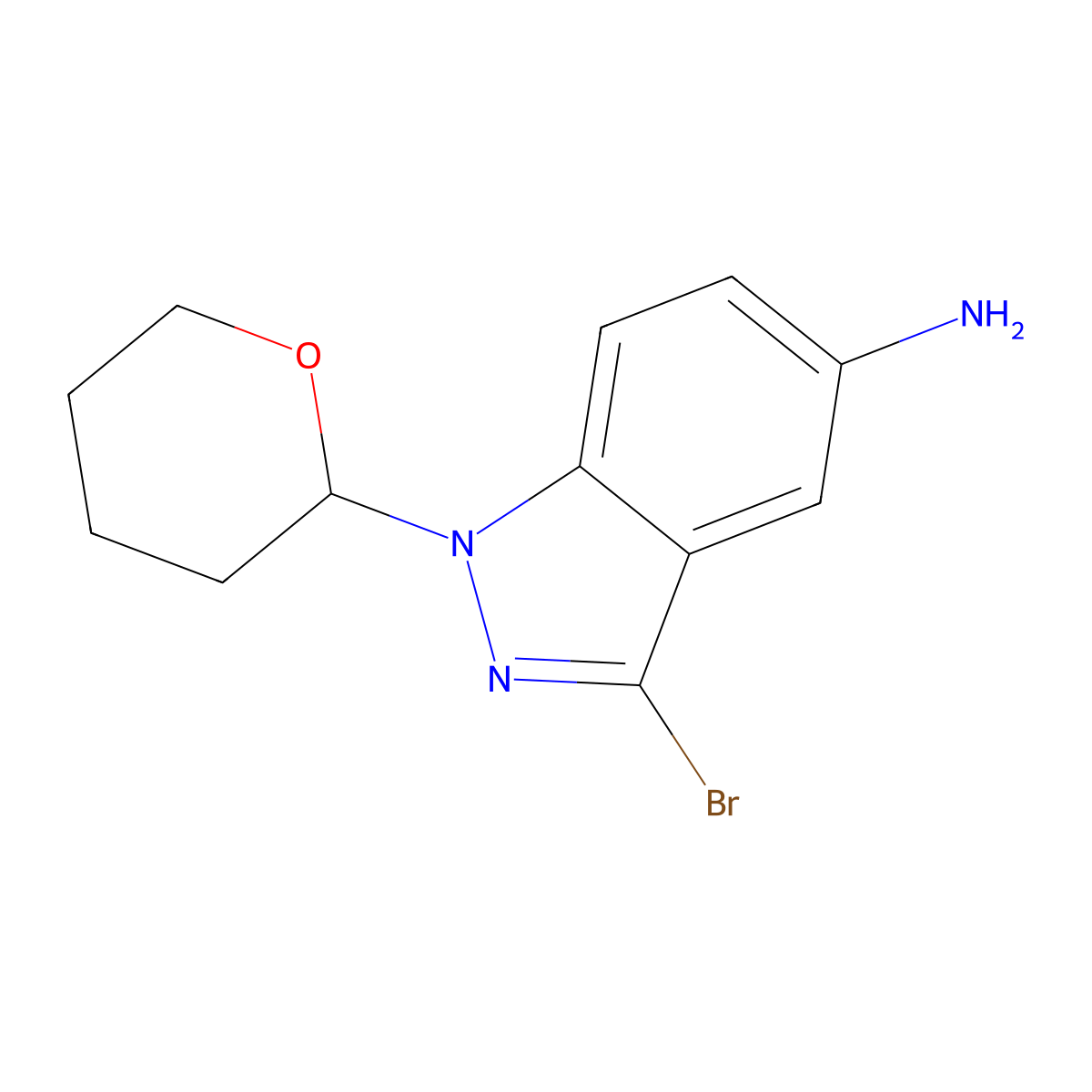 3-Bromo-1-(oxan-2-yl)-1H-indazol-5-amine molecular structure, CAS 1788054-90-9