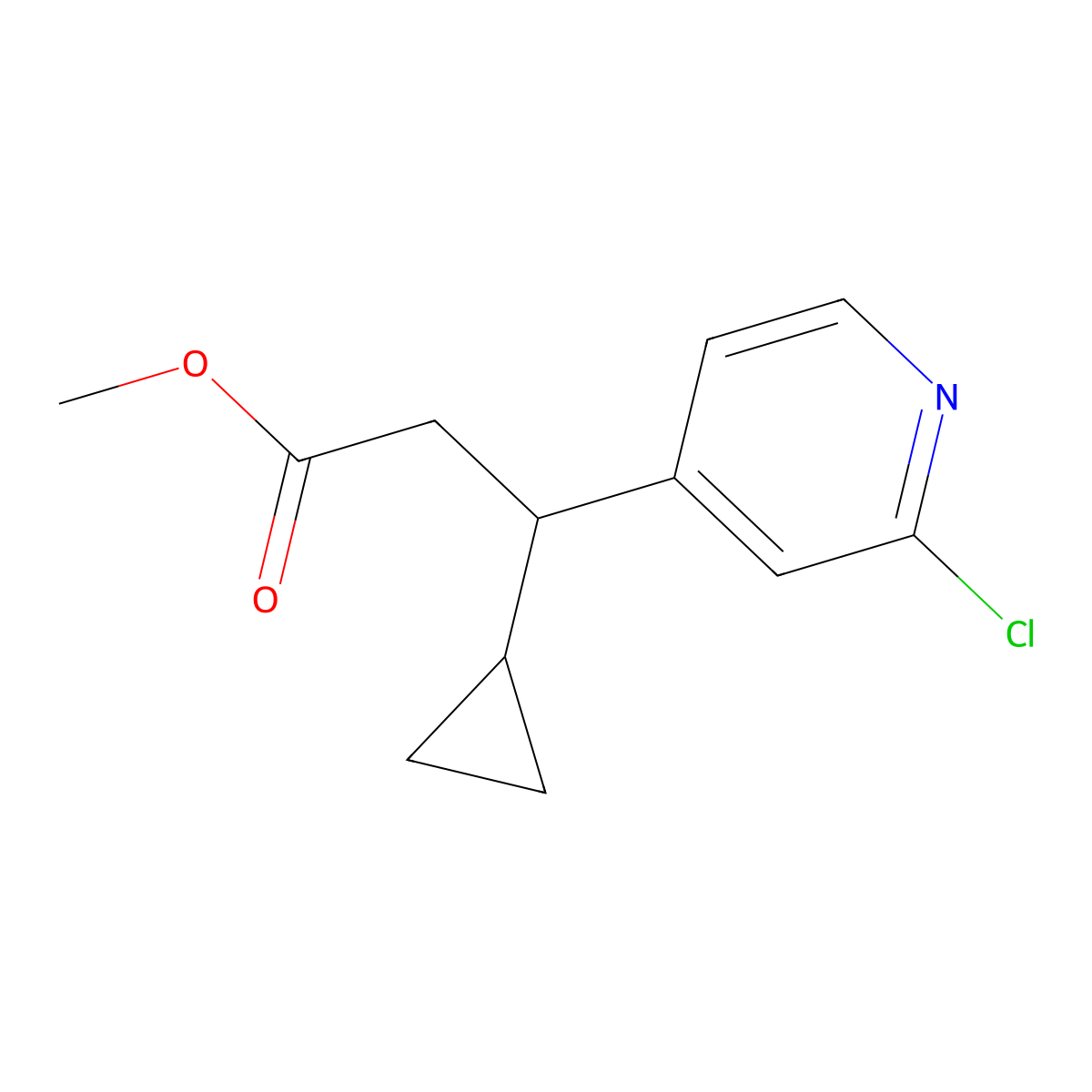 Methyl (3S)-3-(2-chloropyridin-4-yl)-3-cyclopropylpropanoate molecular structure, CAS 1788058-39-8