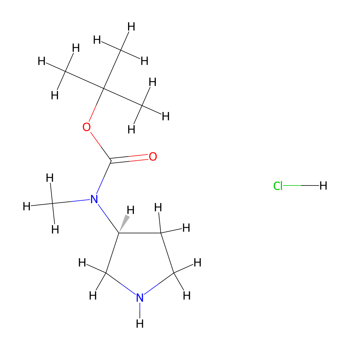 tert-butyl N-methyl-N-[(3S)-pyrrolidin-3-yl]carbamate hydrochloride molecular structure, CAS 1788058-40-1