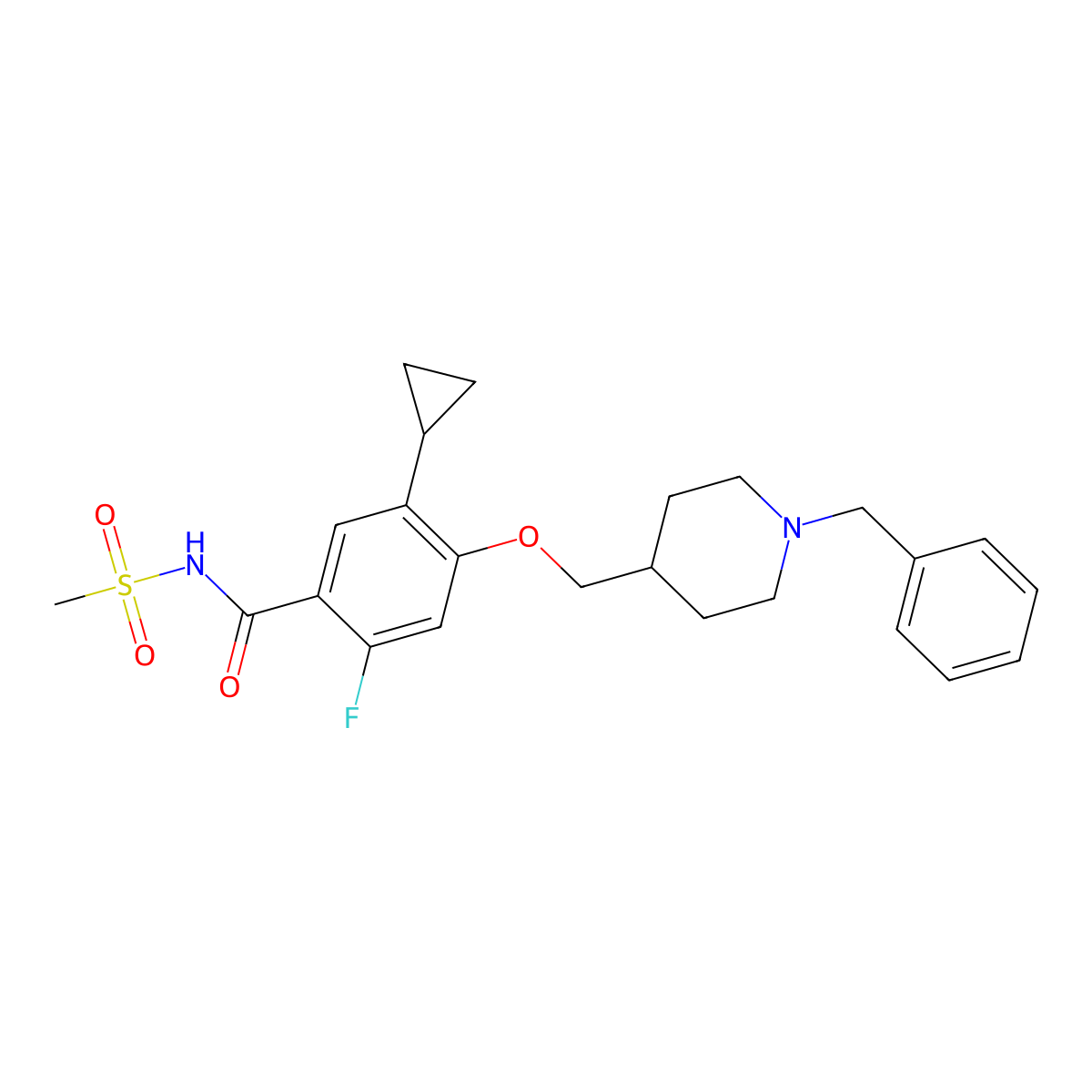 4-((1-benzylpiperidin-4-yl)methoxy)-5-cyclopropyl-2-fluoro-N-(methylsulfonyl)benzamide molecular structure, CAS 1788063-39-7