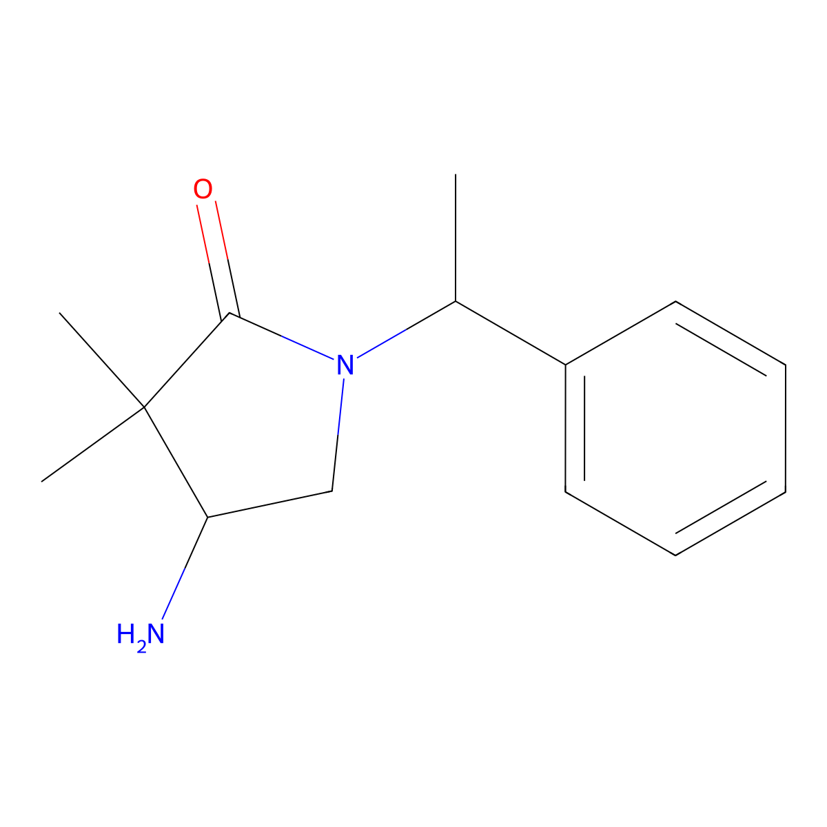 4-Amino-3,3-dimethyl-1-[(1R)-1-phenylethyl]pyrrolidin-2-one molecular structure, CAS 1788065-53-1