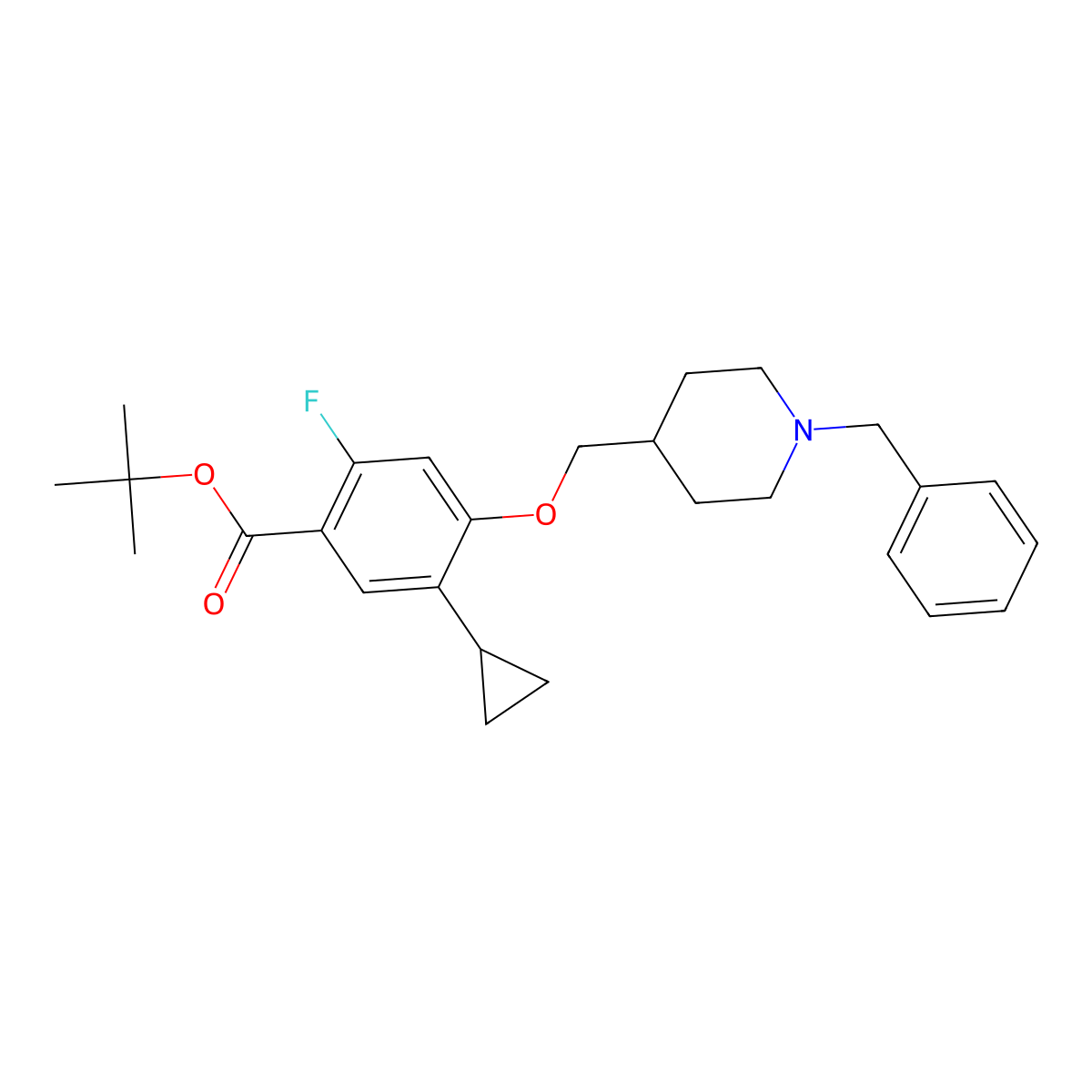 tert-Butyl 4-((1-benzylpiperidin-4-yl)methoxy)-5-cyclopropyl-2-fluorobenzoate molecular structure, CAS 1788072-27-4
