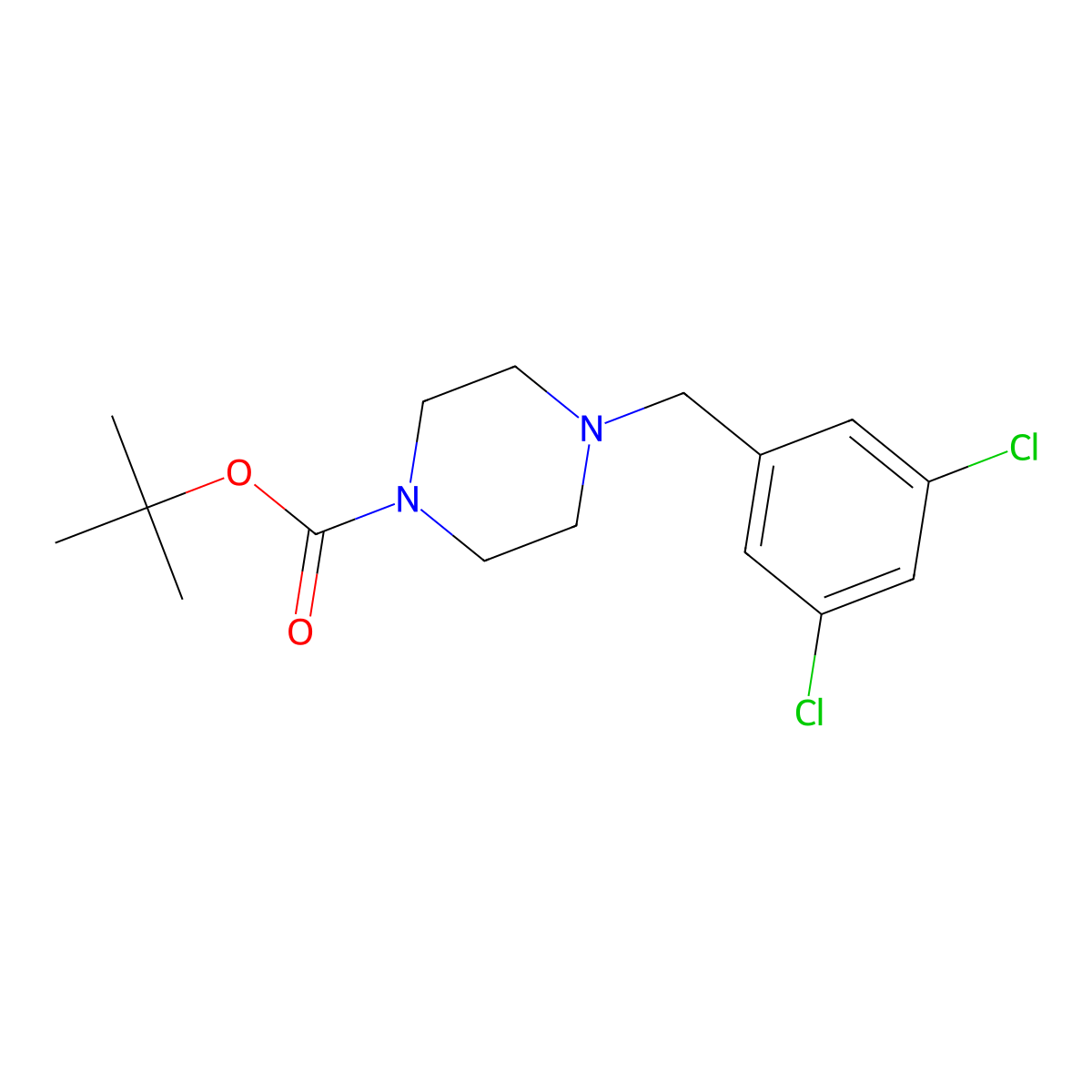 Tert-butyl 4-(3,5-dichlorobenzyl)piperazine-1-carboxylate molecular structure, CAS 1788076-17-4