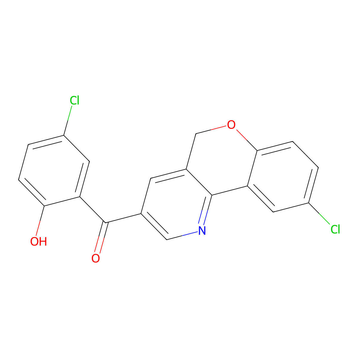 (9-Chloro-5H-[1]benzopyrano[4,3-b]pyridin-3-yl)(5-chloro-2-hydroxyphenyl)methanone molecular structure, CAS 178808-91-8