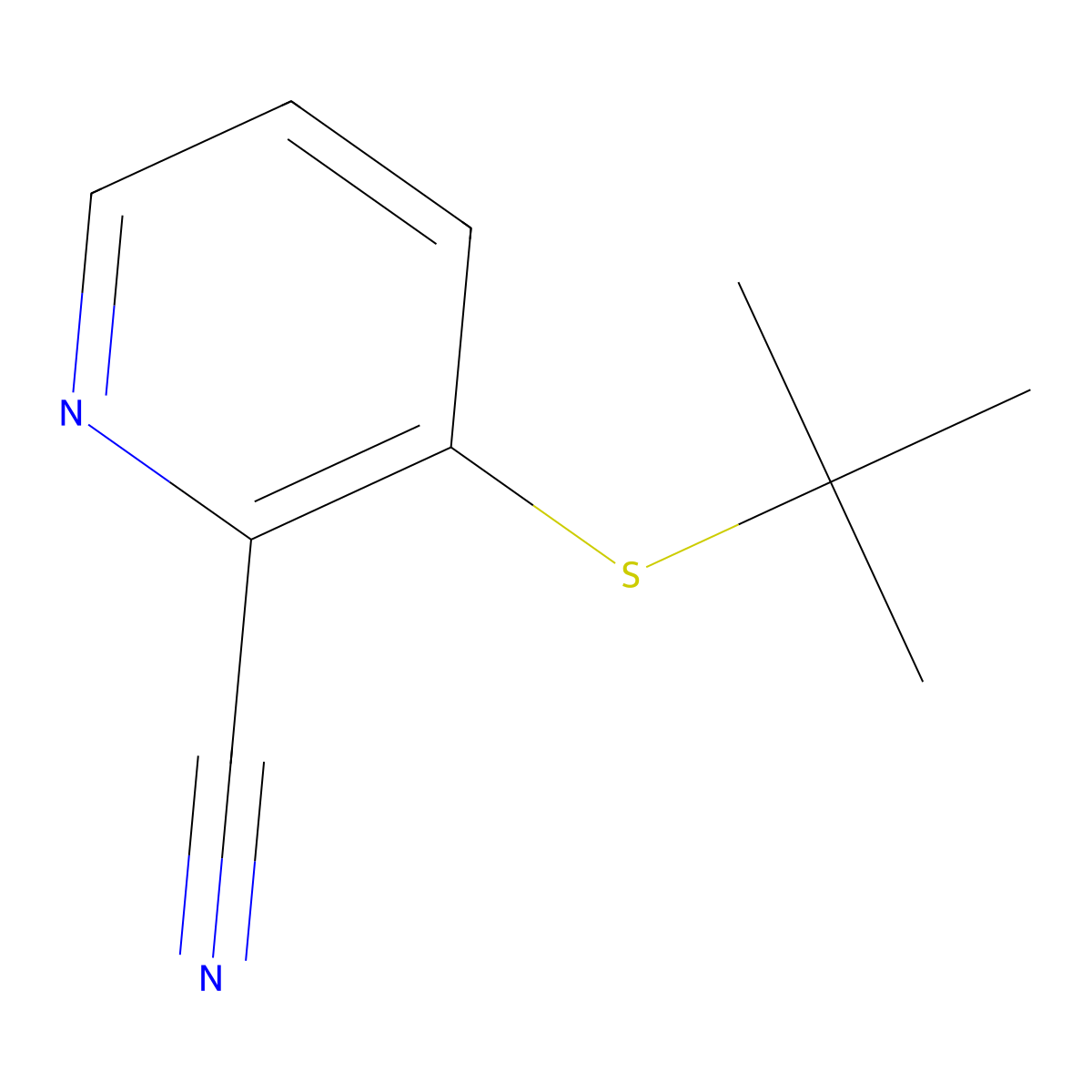 3-tert-Butylsulfanyl-pyridine-2-carbonitrile molecular structure, CAS 178811-40-0