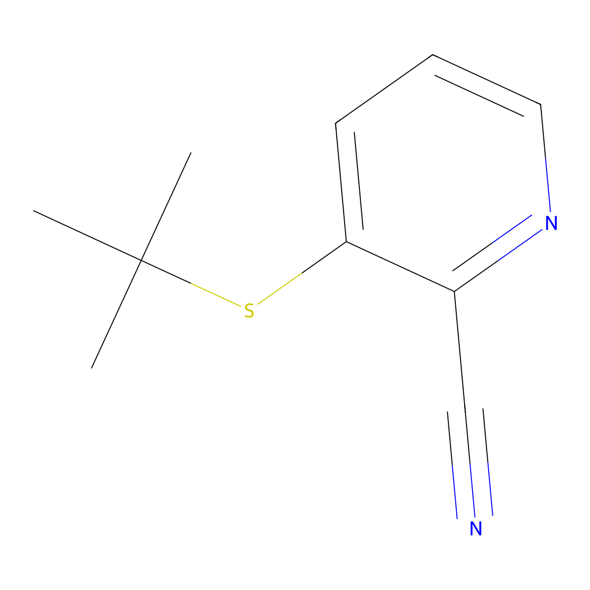 3-tert-Butylsulfanyl-pyridine-2-carbonitrile molecular structure, CAS 178811-40-0