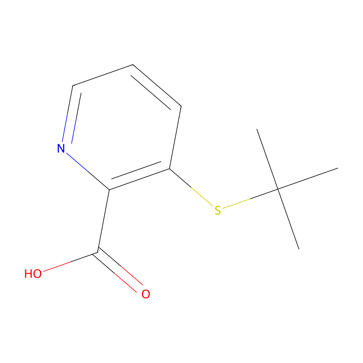 3-Tert-butylthio-2-carboxypyridine molecular structure, CAS 178811-41-1