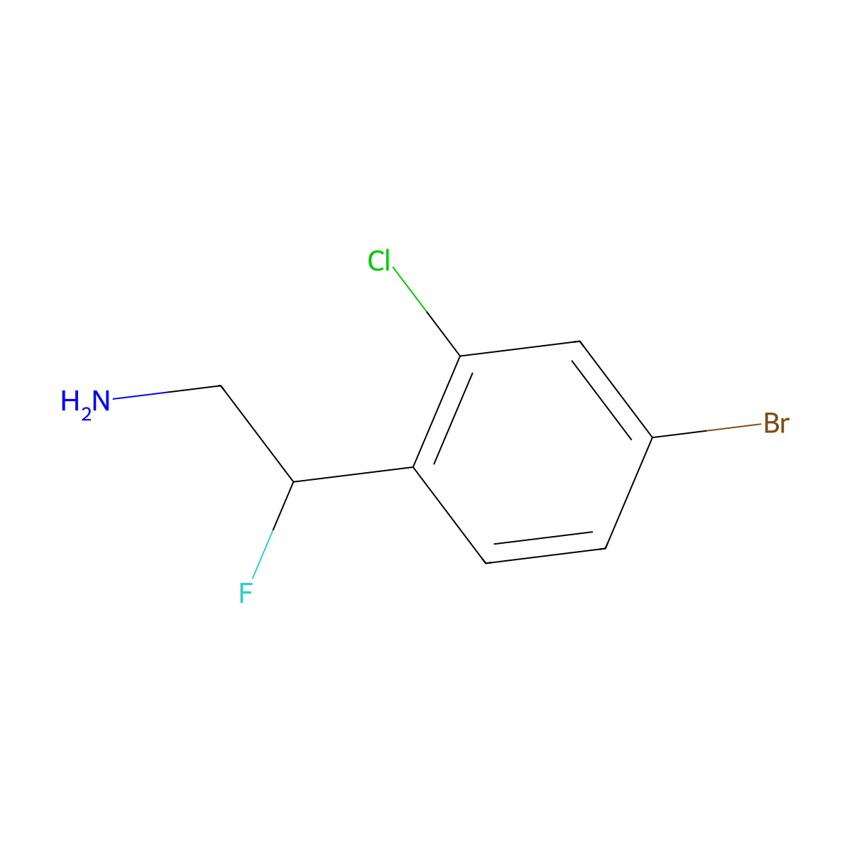 2-(4-Bromo-2-chlorophenyl)-2-fluoroethan-1-amine molecular structure, CAS 1788125-45-0