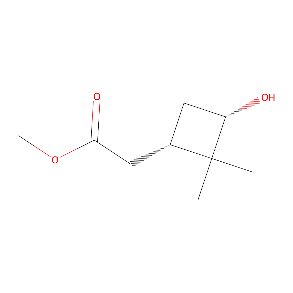 methyl 2-[(1S,3S)-3-hydroxy-2,2-dimethylcyclobutyl]acetate molecular structure, CAS 17882-55-2