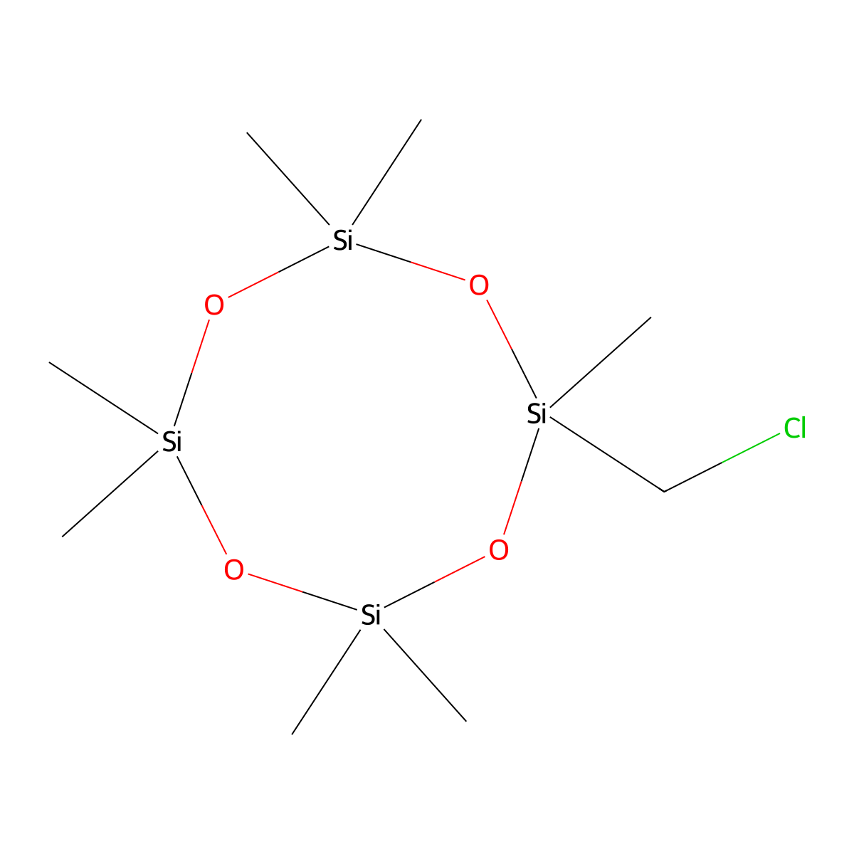 Cyclotetrasiloxane, 2-(chloromethyl)-2,4,4,6,6,8,8-heptamethyl- molecular structure, CAS 17882-66-5
