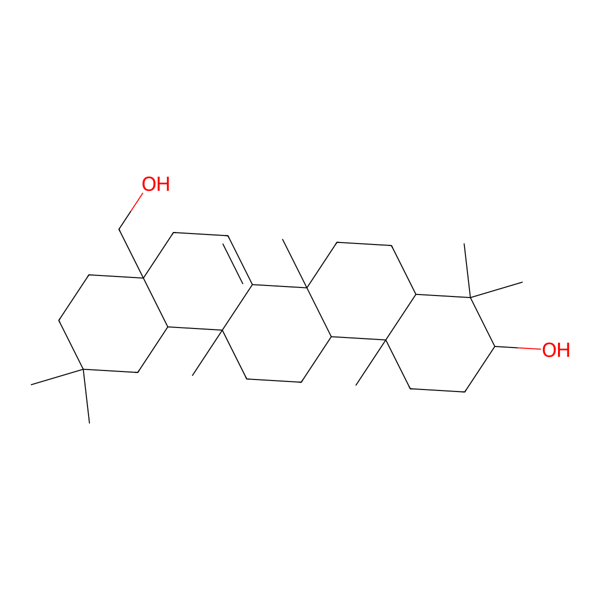 (3beta,13alpha)-13-Methyl-27-norolean-14-ene-3,28-diol molecular structure, CAS 17884-88-7