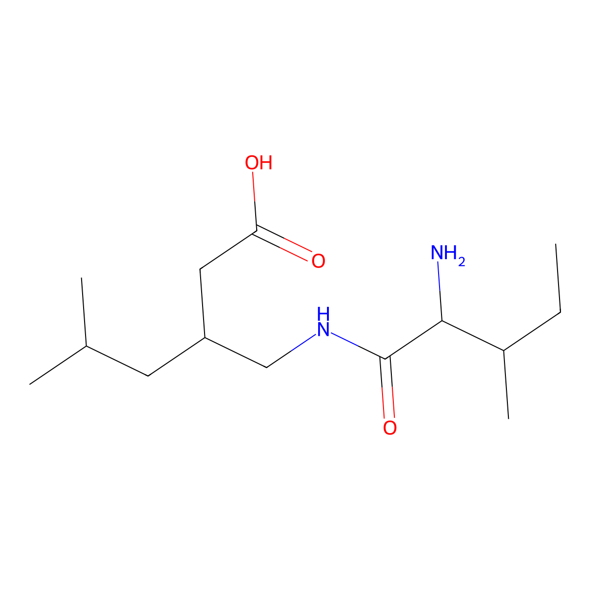 (3S)-3-[(2-Amino-3-methylpentanamido)methyl]-5-methylhexanoic acid molecular structure, CAS 1788400-57-6