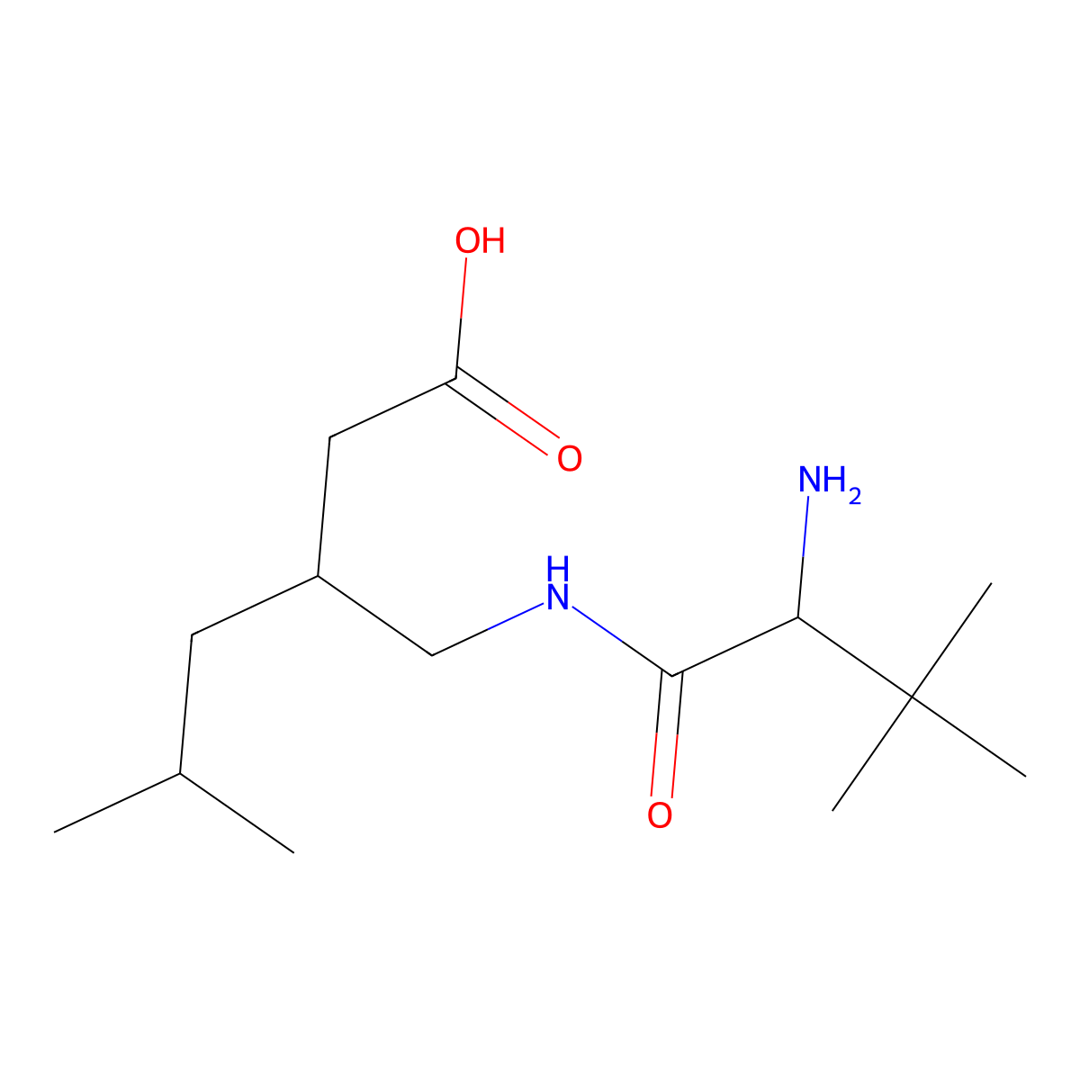 3-{[(2S)-2-amino-3,3-dimethylbutanamido]methyl}-5-methylhexanoic acid molecular structure, CAS 1788506-51-3