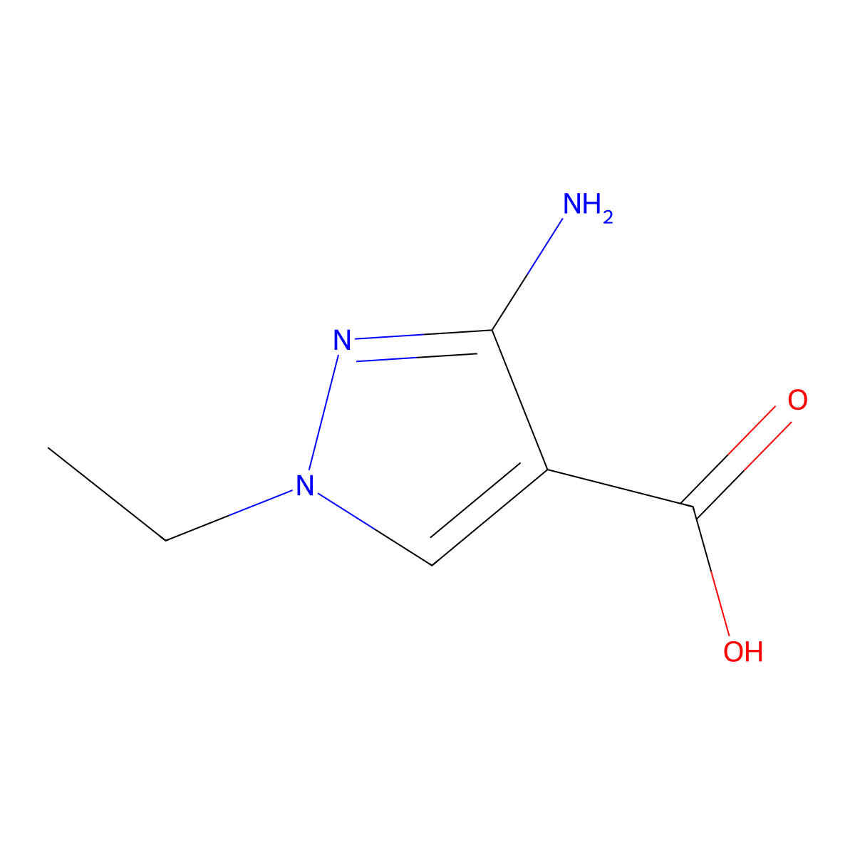 3-amino-1-ethyl-1H-pyrazole-4-carboxylic acid molecular structure, CAS 1788527-71-8