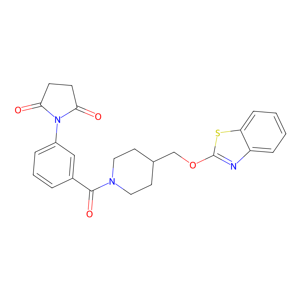 1-(3-(4-((Benzo[d]thiazol-2-yloxy)methyl)piperidine-1-carbonyl)phenyl)pyrrolidine-2,5-dione molecular structure, CAS 1788530-37-9
