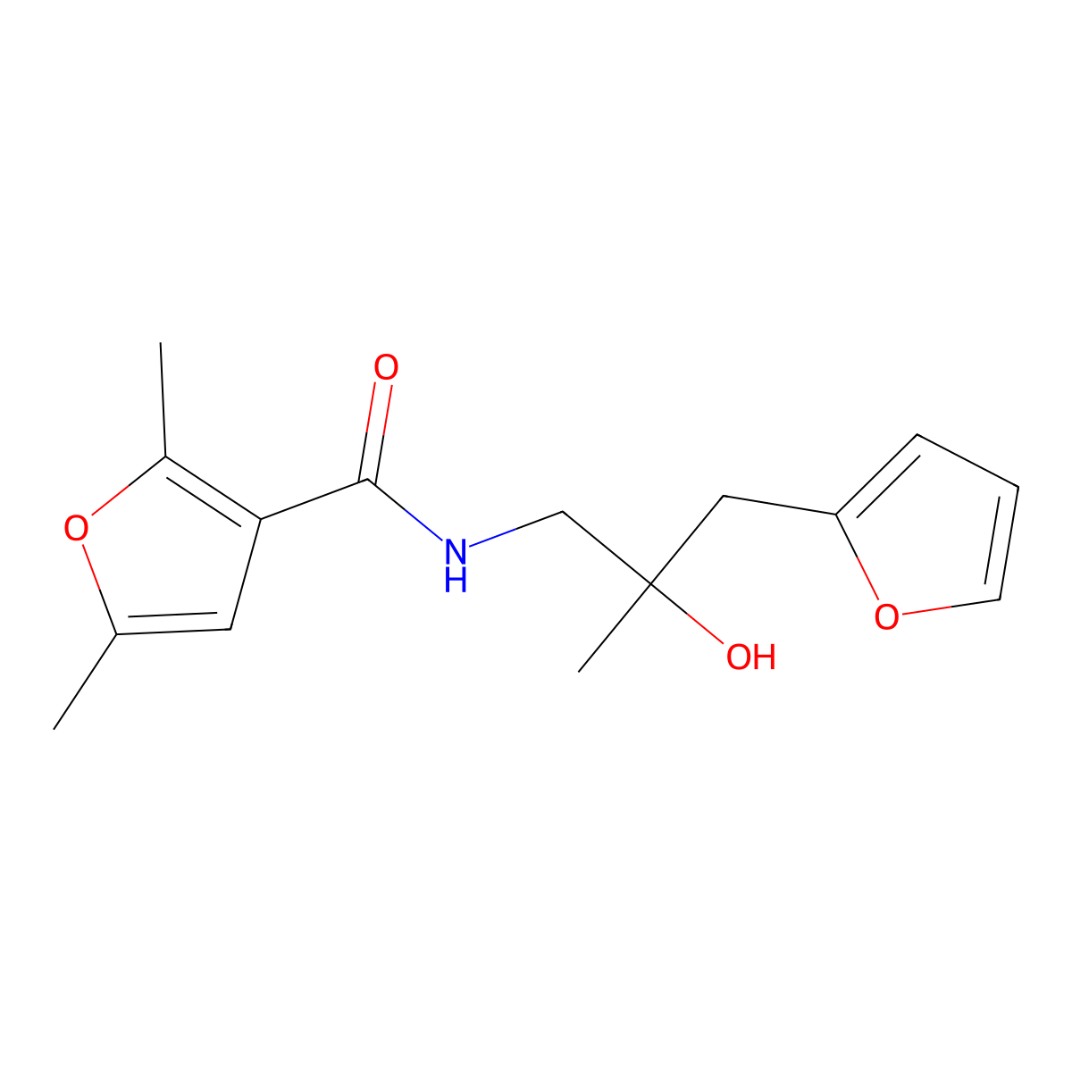 N-[3-(furan-2-yl)-2-hydroxy-2-methylpropyl]-2,5-dimethylfuran-3-carboxamide molecular structure, CAS 1788530-54-0