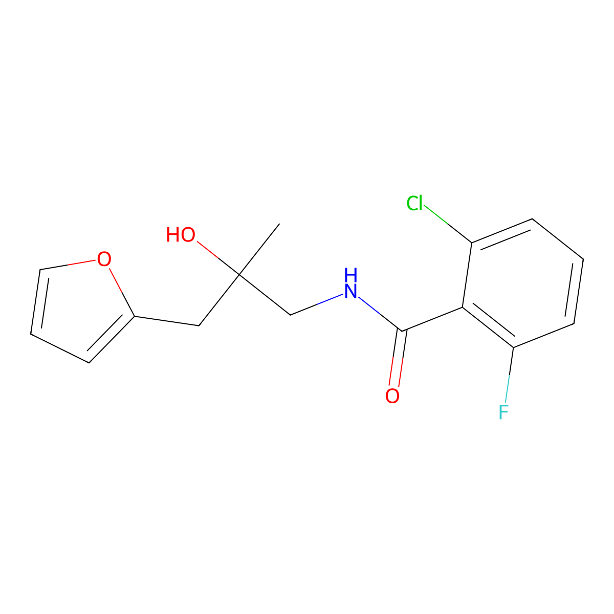 2-chloro-6-fluoro-N-(3-(furan-2-yl)-2-hydroxy-2-methylpropyl)benzamide molecular structure, CAS 1788530-57-3