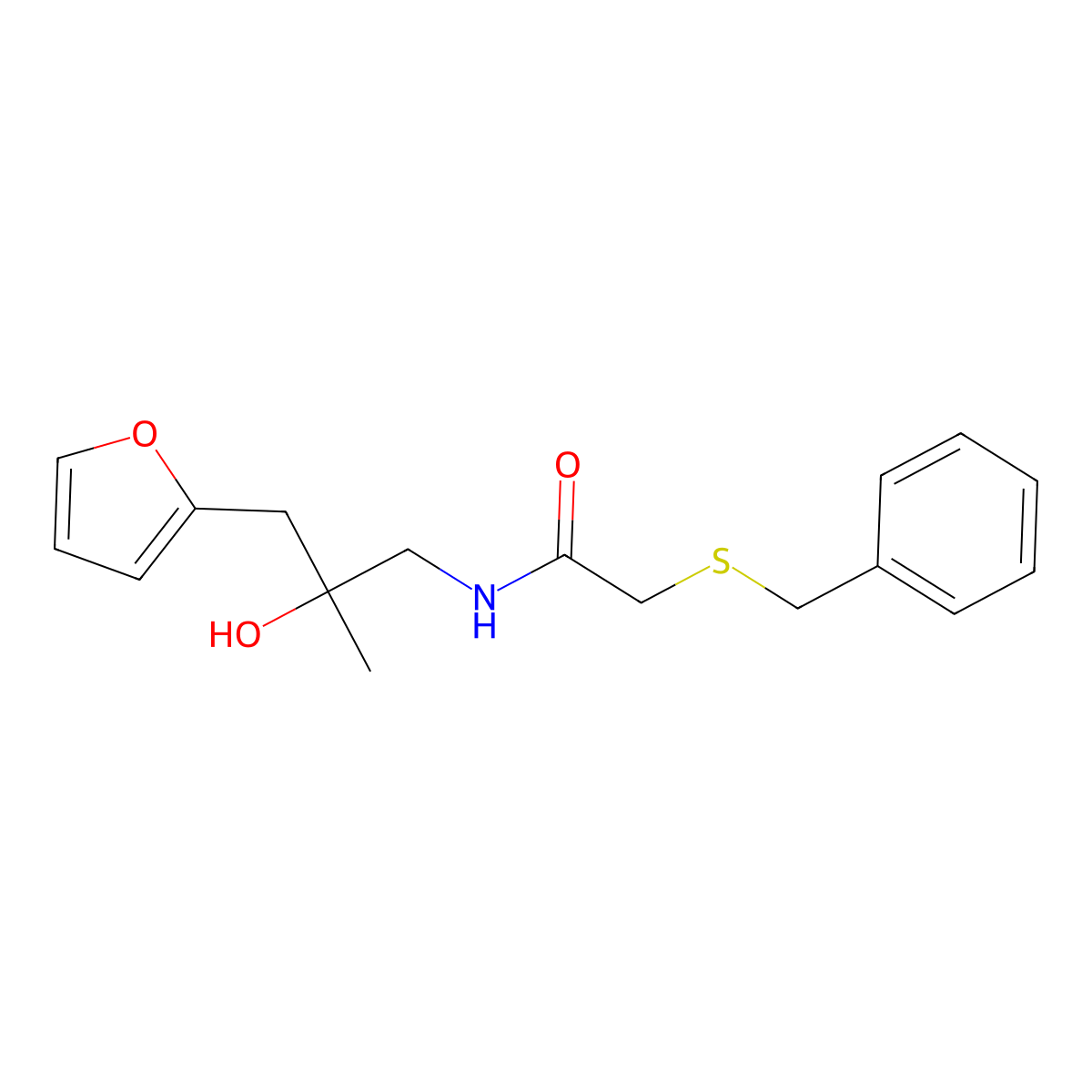 2-(benzylthio)-N-(3-(furan-2-yl)-2-hydroxy-2-methylpropyl)acetamide molecular structure, CAS 1788530-65-3