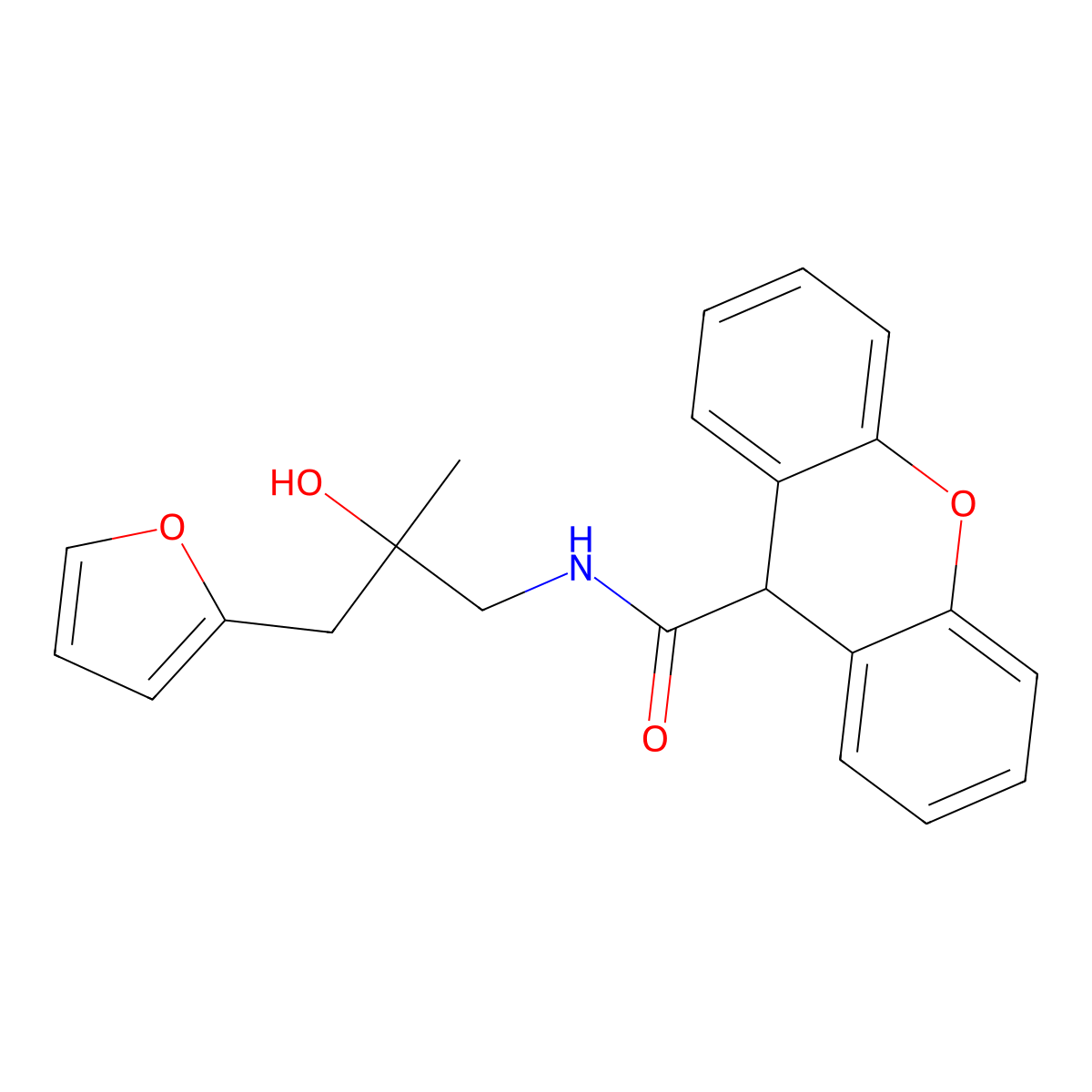 N-(3-(furan-2-yl)-2-hydroxy-2-methylpropyl)-9H-xanthene-9-carboxamide molecular structure, CAS 1788530-72-2