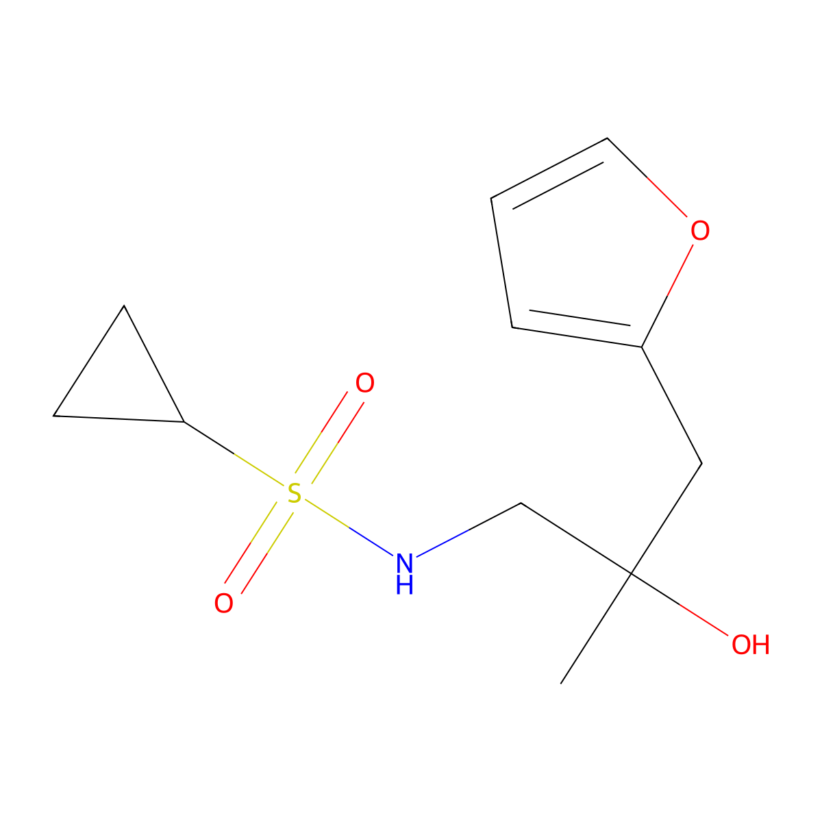 N-[3-(furan-2-yl)-2-hydroxy-2-methylpropyl]cyclopropanesulfonamide molecular structure, CAS 1788530-76-6