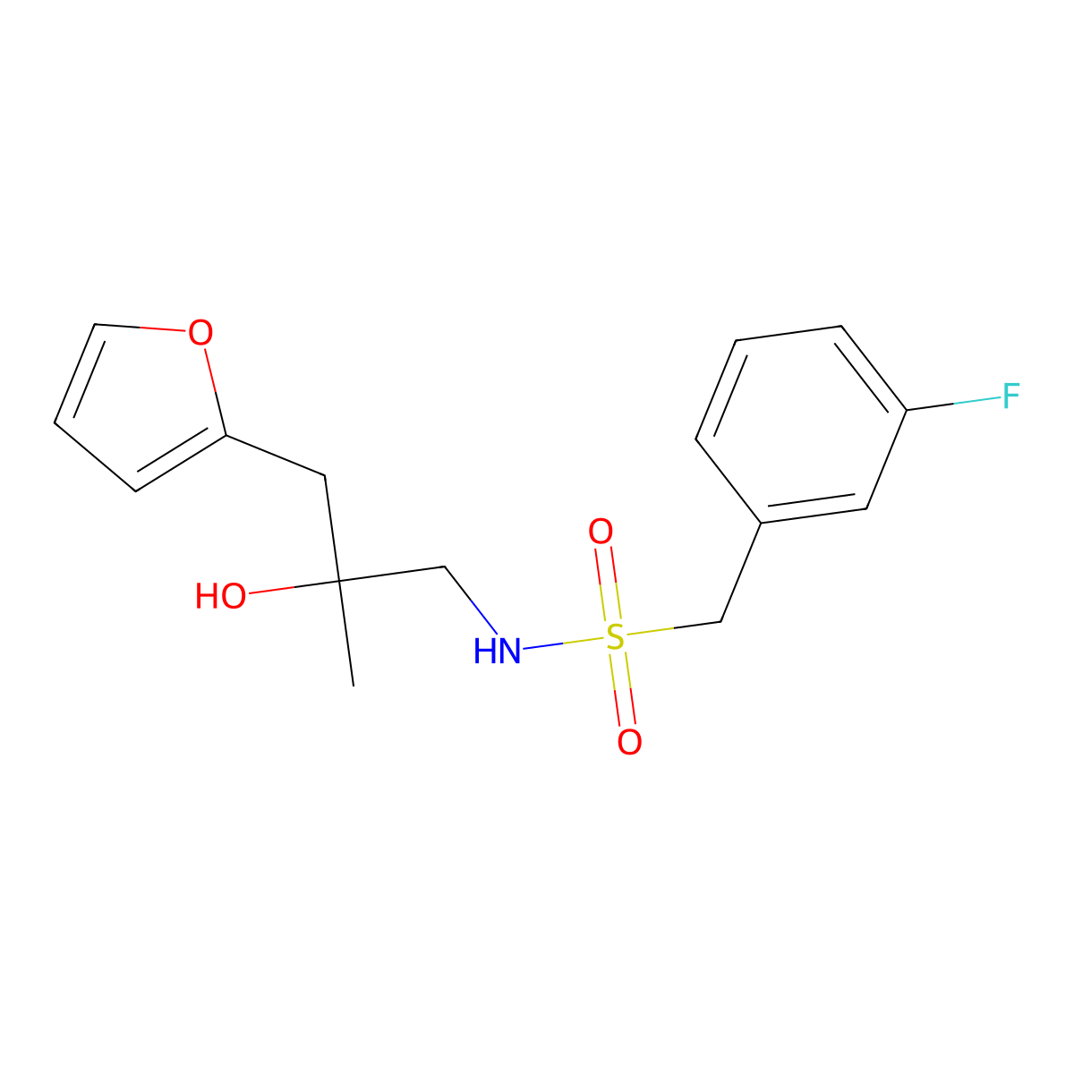 1-(3-fluorophenyl)-N-(3-(furan-2-yl)-2-hydroxy-2-methylpropyl)methanesulfonamide molecular structure, CAS 1788530-82-4