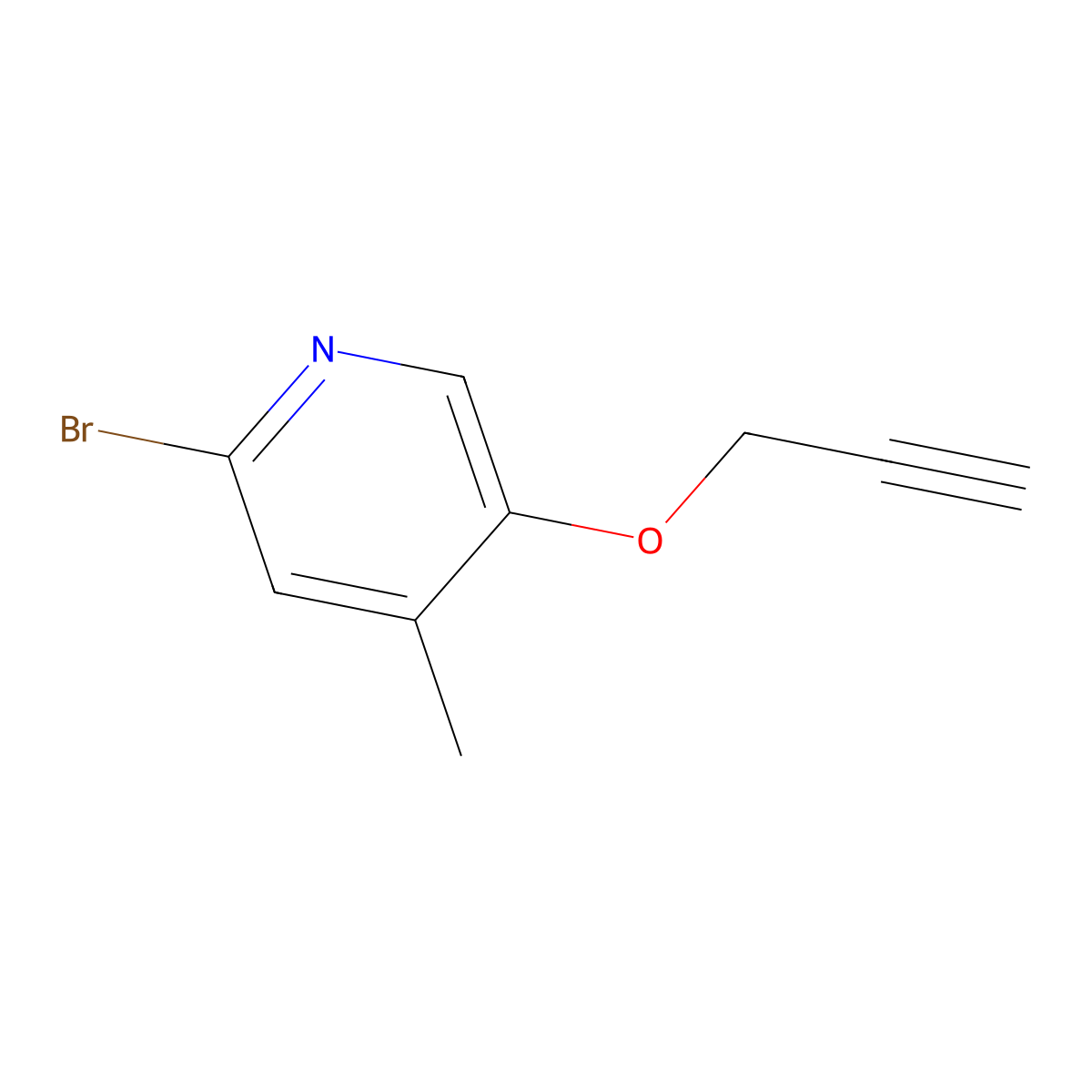 2-Bromo-4-methyl-5-(prop-2-yn-1-yloxy)pyridine molecular structure, CAS 1788530-86-8