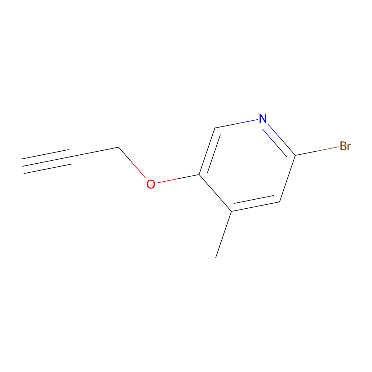 2-Bromo-4-methyl-5-(prop-2-yn-1-yloxy)pyridine molecular structure, CAS 1788530-86-8