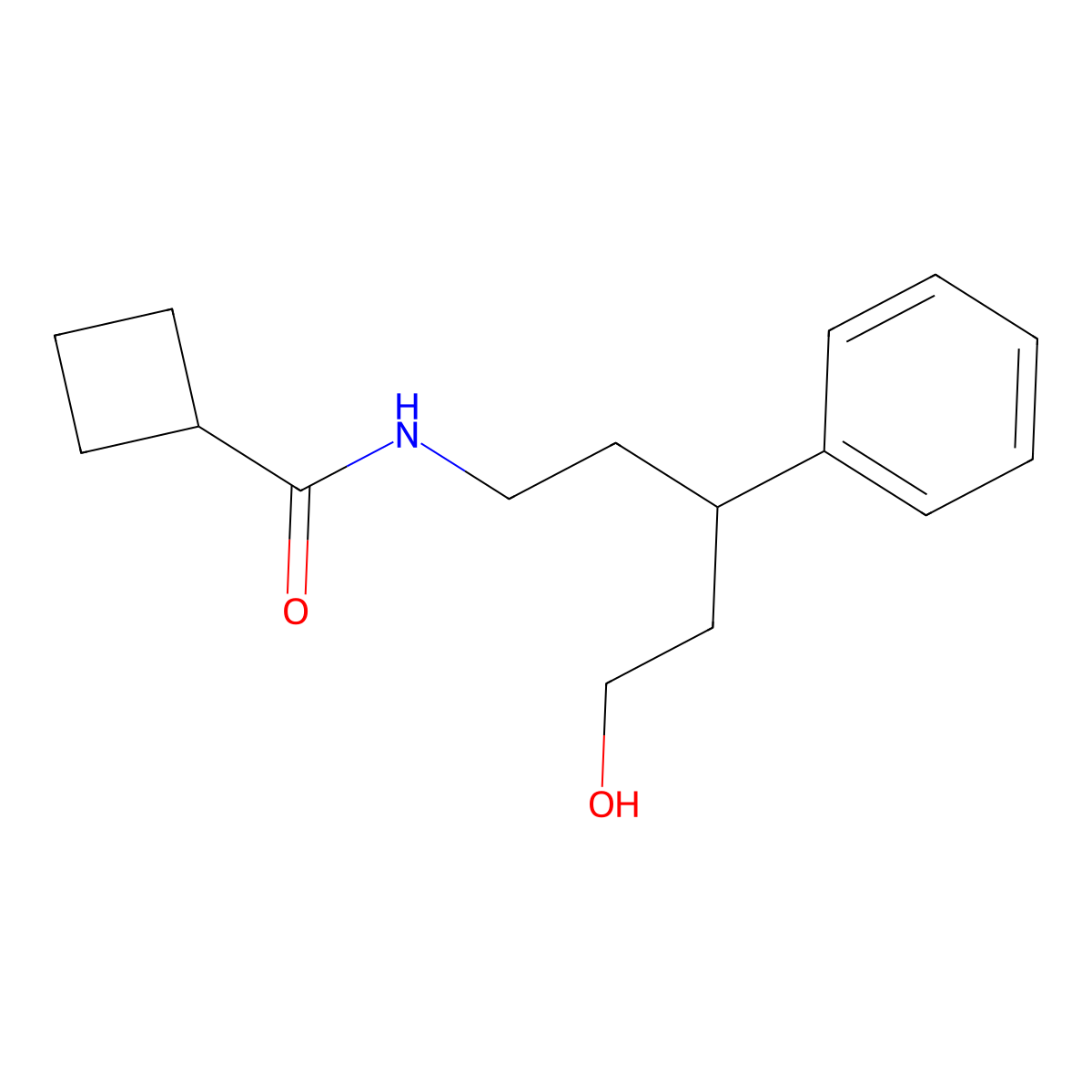 N-(5-hydroxy-3-phenylpentyl)cyclobutanecarboxamide molecular structure, CAS 1788530-94-8