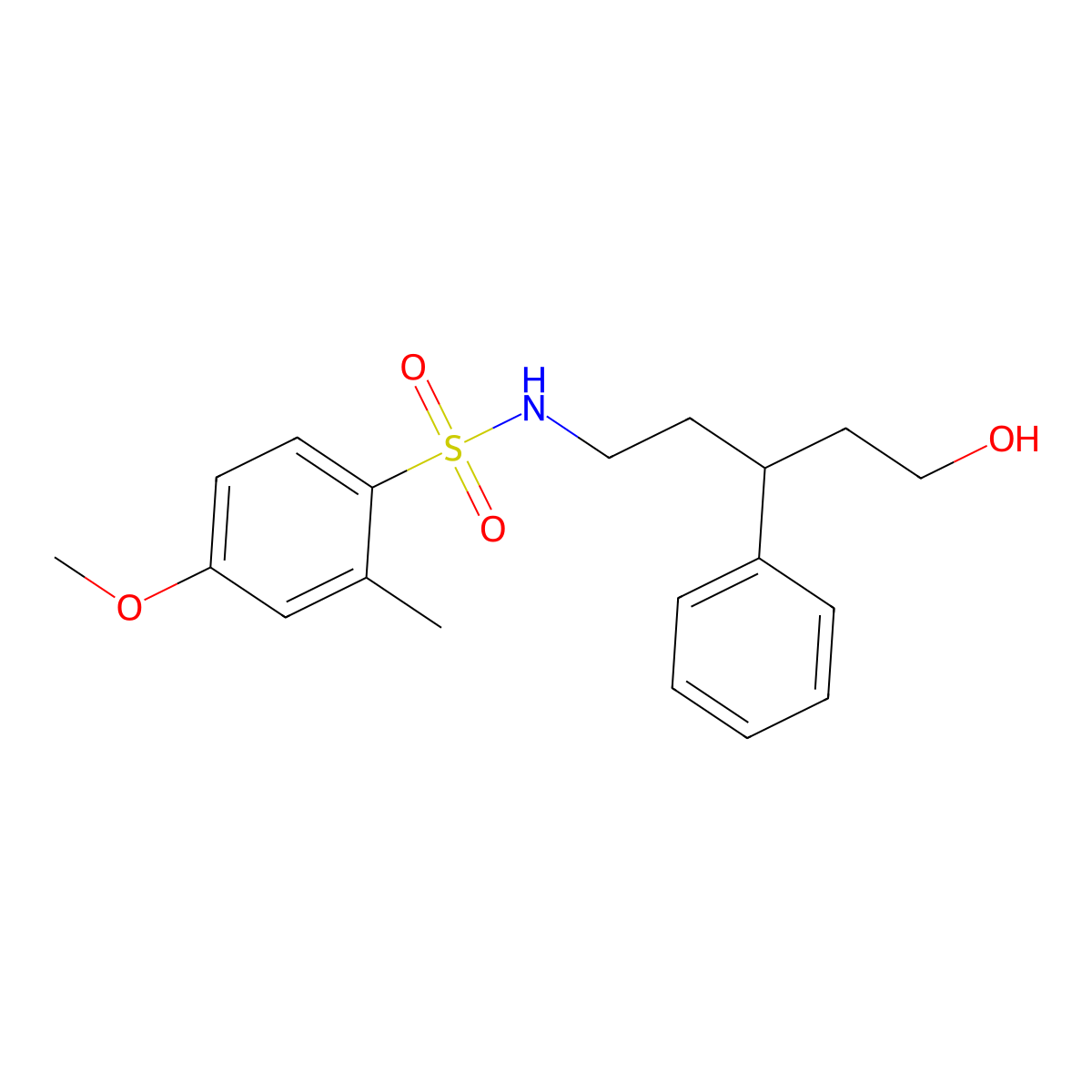 N-(5-hydroxy-3-phenylpentyl)-4-methoxy-2-methylbenzenesulfonamide molecular structure, CAS 1788530-97-1