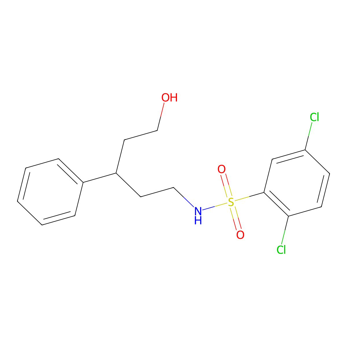 2,5-dichloro-N-(5-hydroxy-3-phenylpentyl)benzenesulfonamide molecular structure, CAS 1788531-00-9