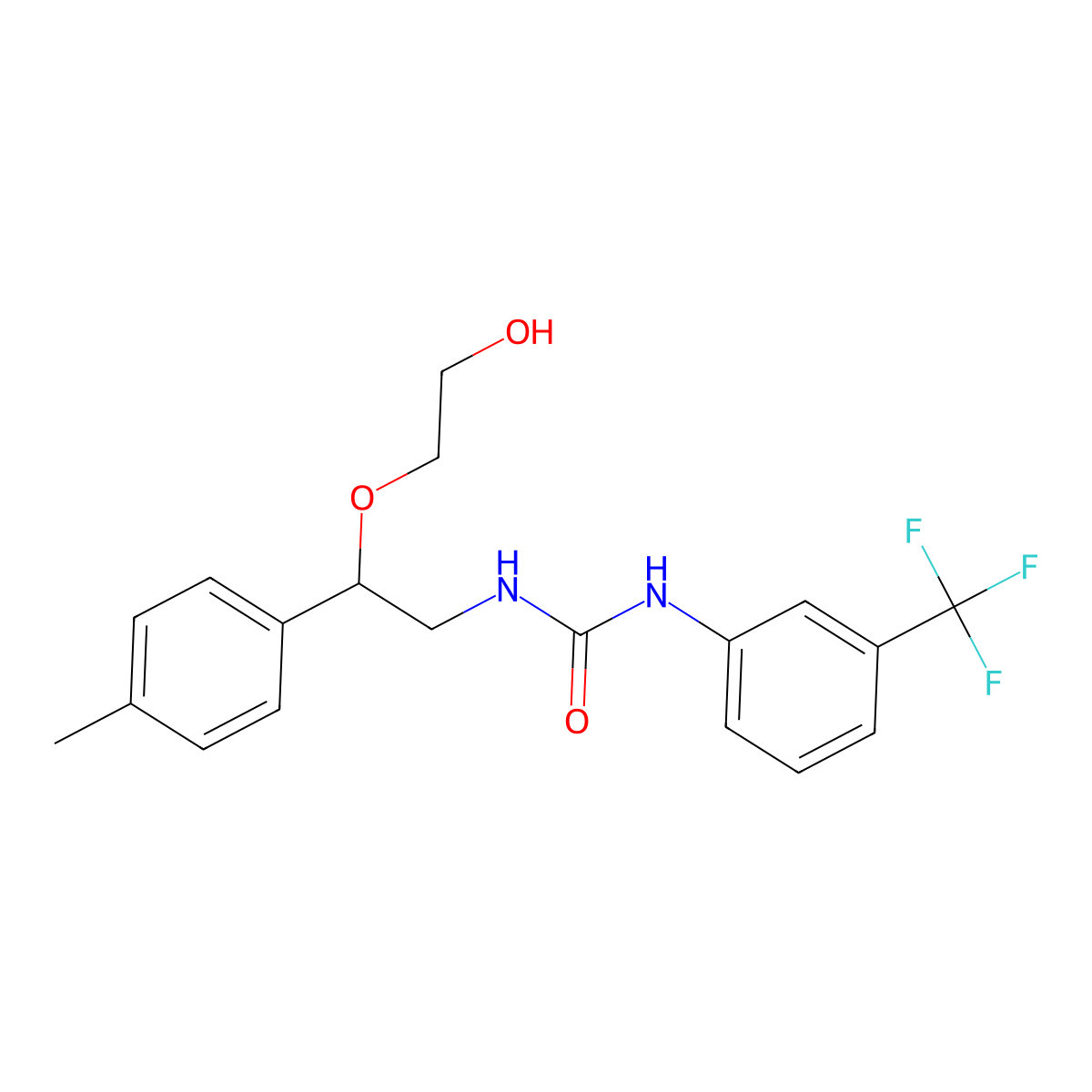 1-(2-(2-Hydroxyethoxy)-2-(p-tolyl)ethyl)-3-(3-(trifluoromethyl)phenyl)urea molecular structure, CAS 1788531-33-8