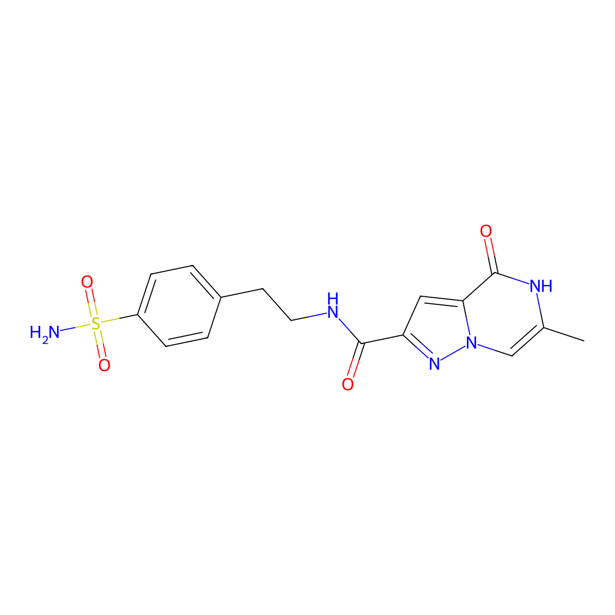 6-methyl-4-oxo-N-(4-sulfamoylphenethyl)-4,5-dihydropyrazolo[1,5-a]pyrazine-2-carboxamide molecular structure, CAS 1788531-47-4