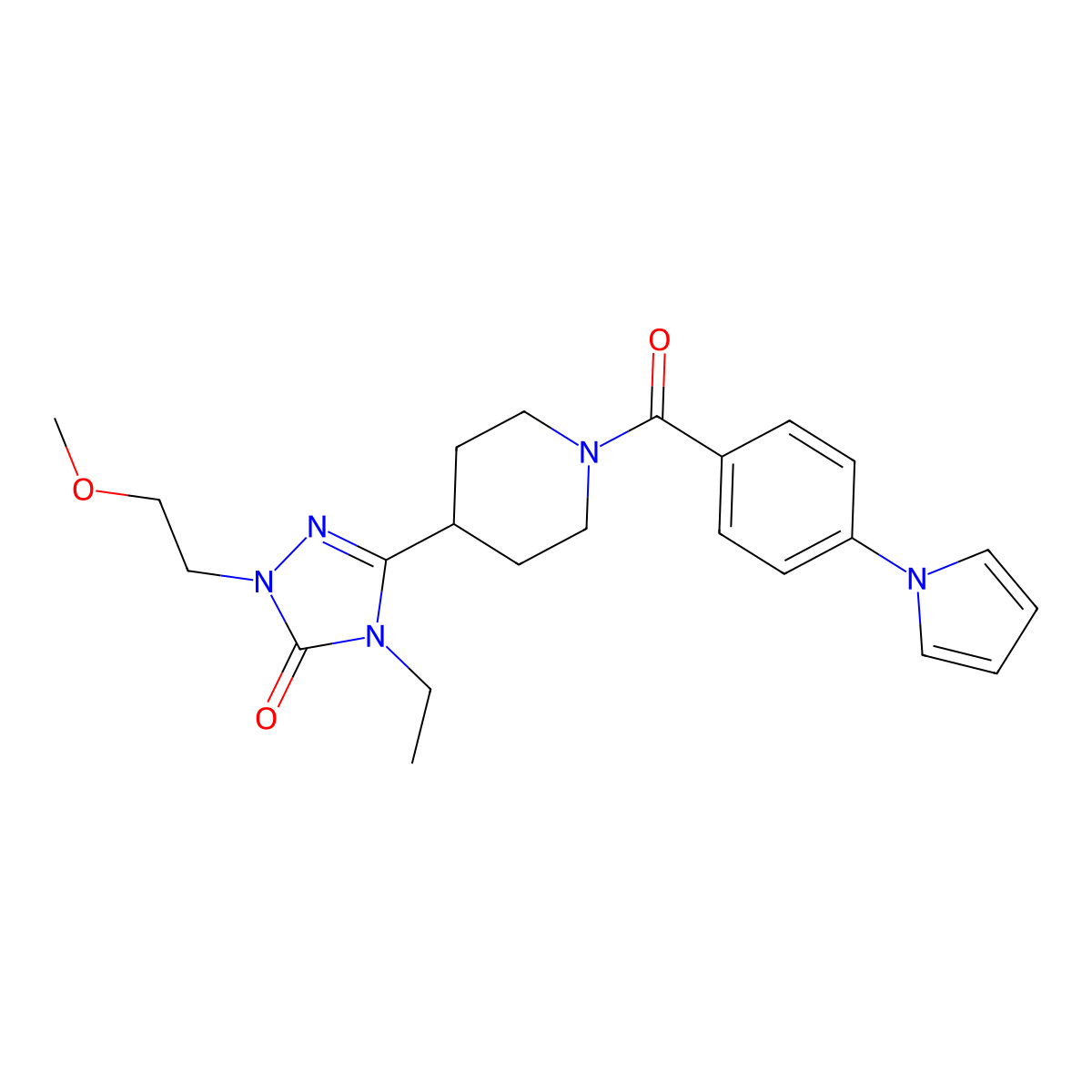 3-(1-(4-(1H-pyrrol-1-yl)benzoyl)piperidin-4-yl)-4-ethyl-1-(2-methoxyethyl)-1H-1,2,4-triazol-5(4H)-one molecular structure, CAS 1788531-53-2
