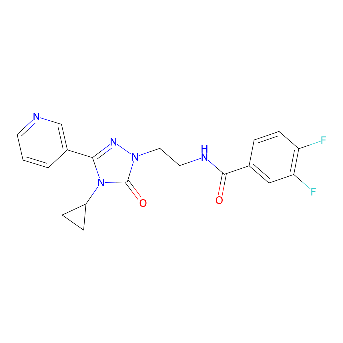 N-{2-[4-cyclopropyl-5-oxo-3-(pyridin-3-yl)-4,5-dihydro-1H-1,2,4-triazol-1-yl]ethyl}-3,4-difluorobenzamide molecular structure, CAS 1788531-61-2