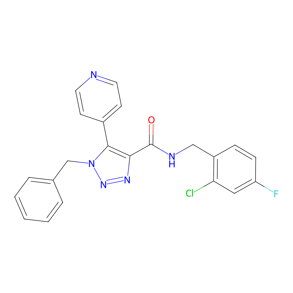 1-benzyl-N-(2-chloro-4-fluorobenzyl)-5-(pyridin-4-yl)-1H-1,2,3-triazole-4-carboxamide molecular structure, CAS 1788531-77-0