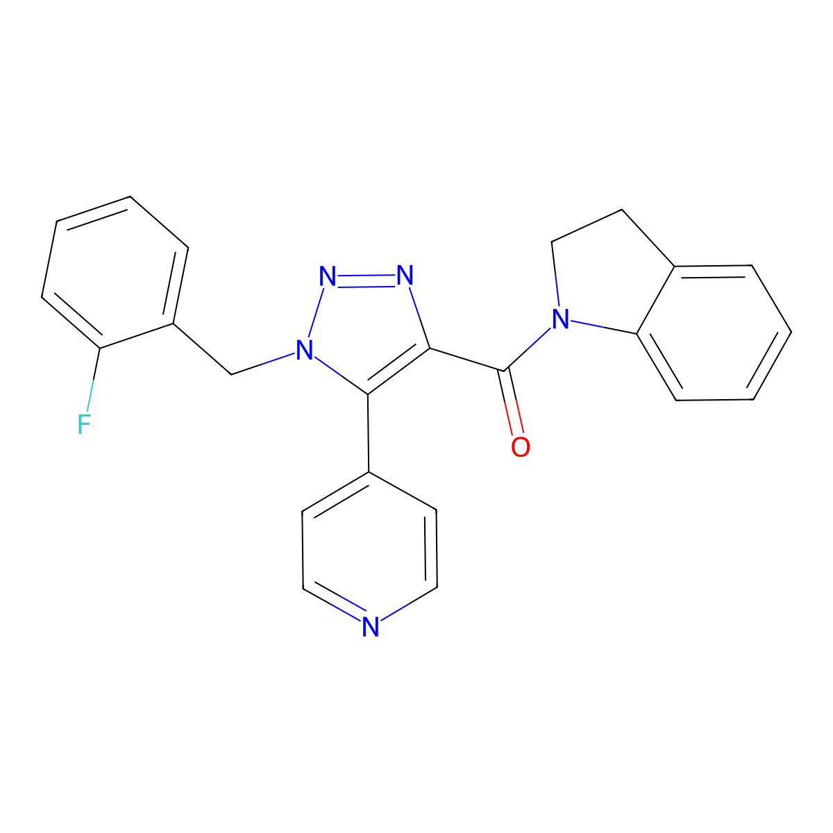 1-{[1-(2-fluorobenzyl)-5-pyridin-4-yl-1H-1,2,3-triazol-4-yl]carbonyl}indoline molecular structure, CAS 1788531-91-8