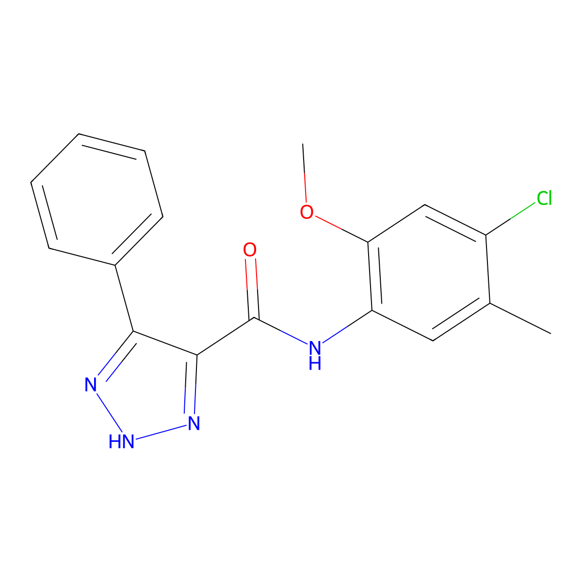 N-(4-chloro-2-methoxy-5-methylphenyl)-4-phenyl-1H-1,2,3-triazole-5-carboxamide molecular structure, CAS 1788532-03-5