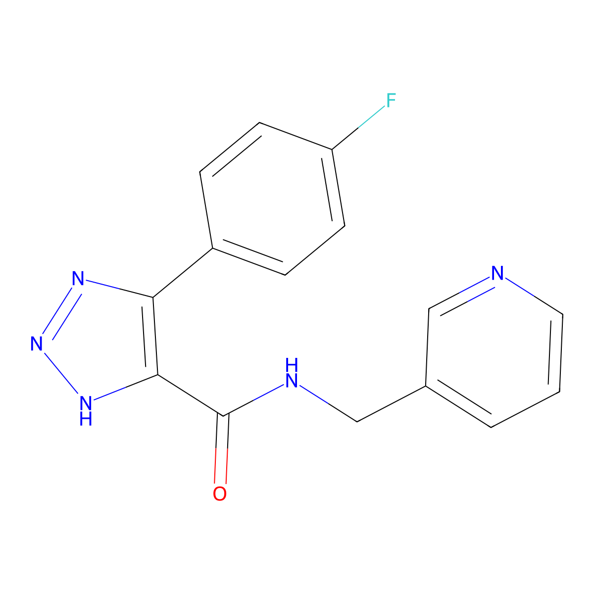 4-(4-fluorophenyl)-N-(pyridin-3-ylmethyl)-1H-1,2,3-triazole-5-carboxamide molecular structure, CAS 1788532-07-9