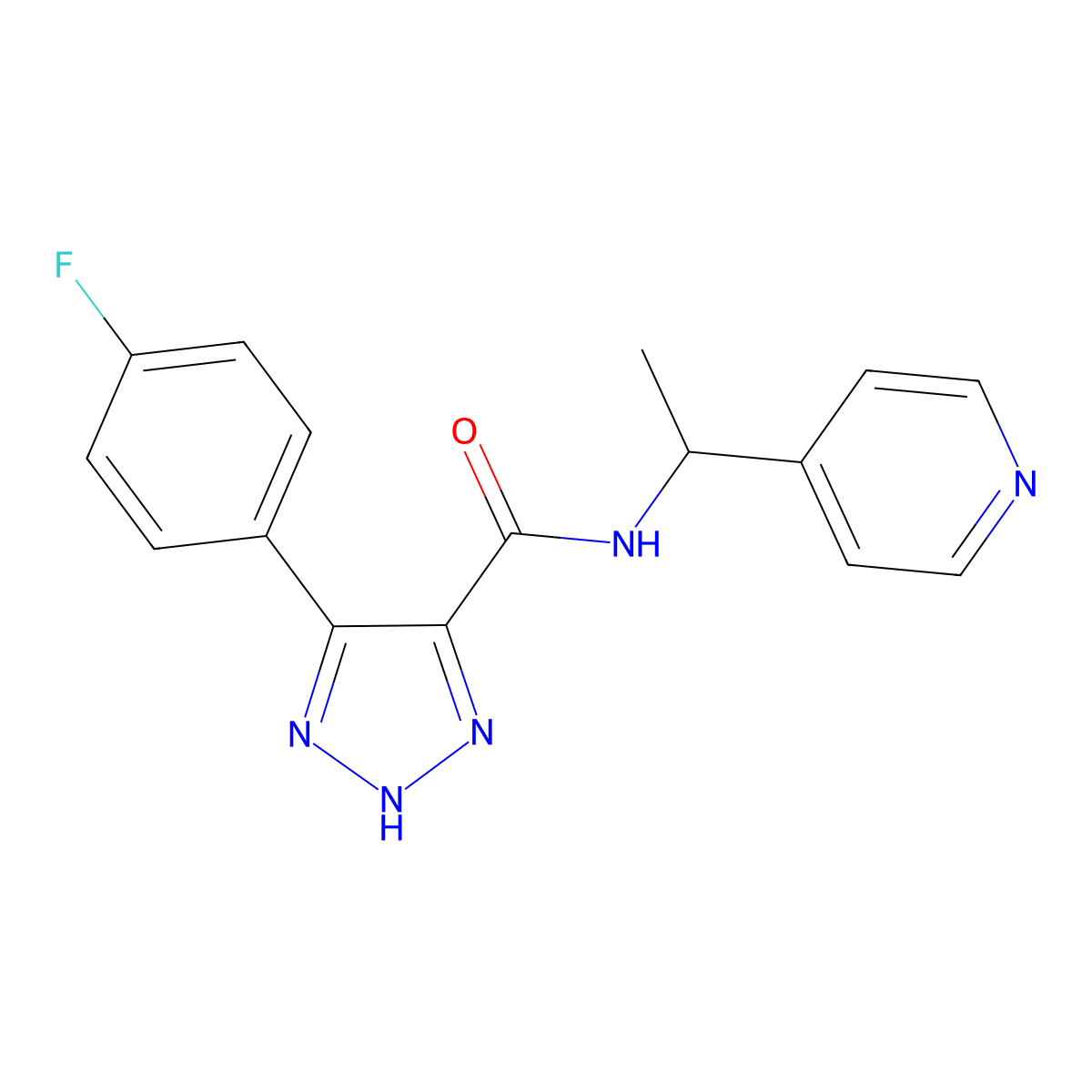 4-(4-fluorophenyl)-N-(1-(pyridin-4-yl)ethyl)-1H-1,2,3-triazole-5-carboxamide molecular structure, CAS 1788532-16-0
