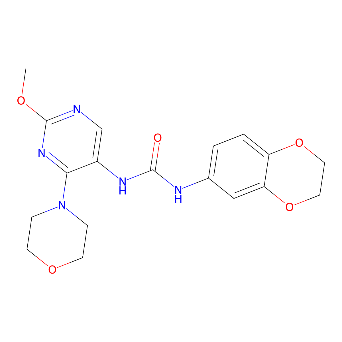 1-(2,3-Dihydrobenzo[b][1,4]dioxin-6-yl)-3-(2-methoxy-4-morpholinopyrimidin-5-yl)urea molecular structure, CAS 1788532-38-6